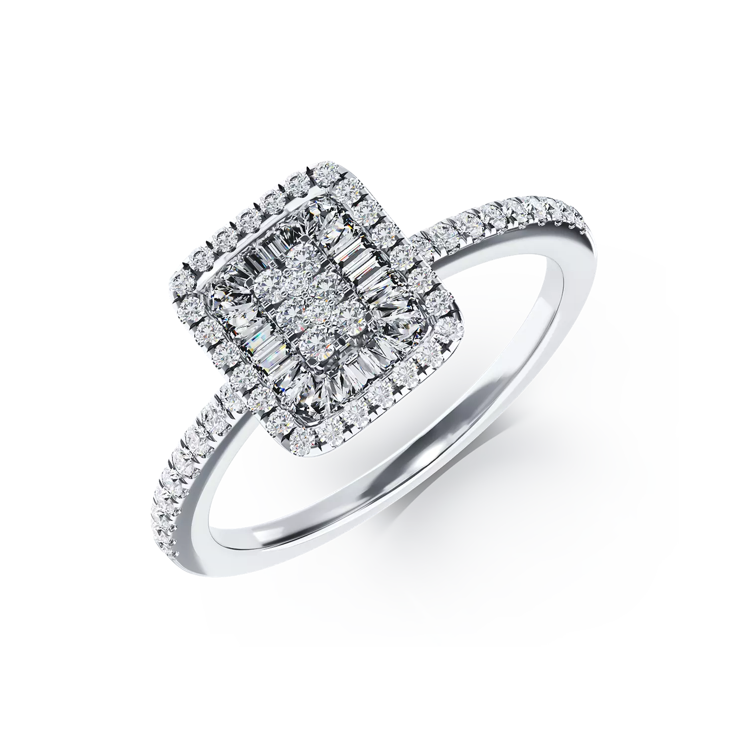 Inel de logodna din aur alb de 18K cu diamante de 0.26ct