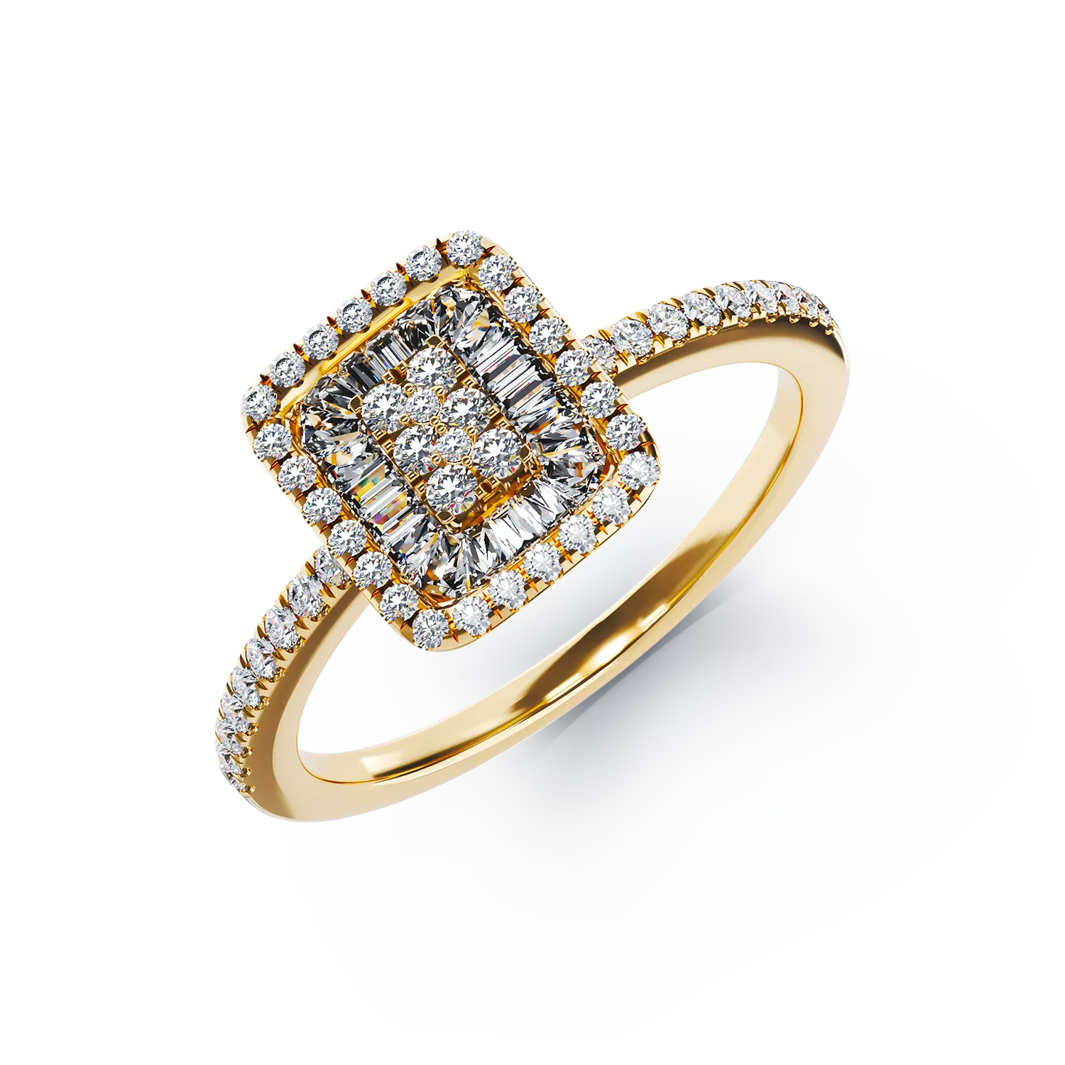 18K yellow gold engagement ring with 0.28ct diamonds