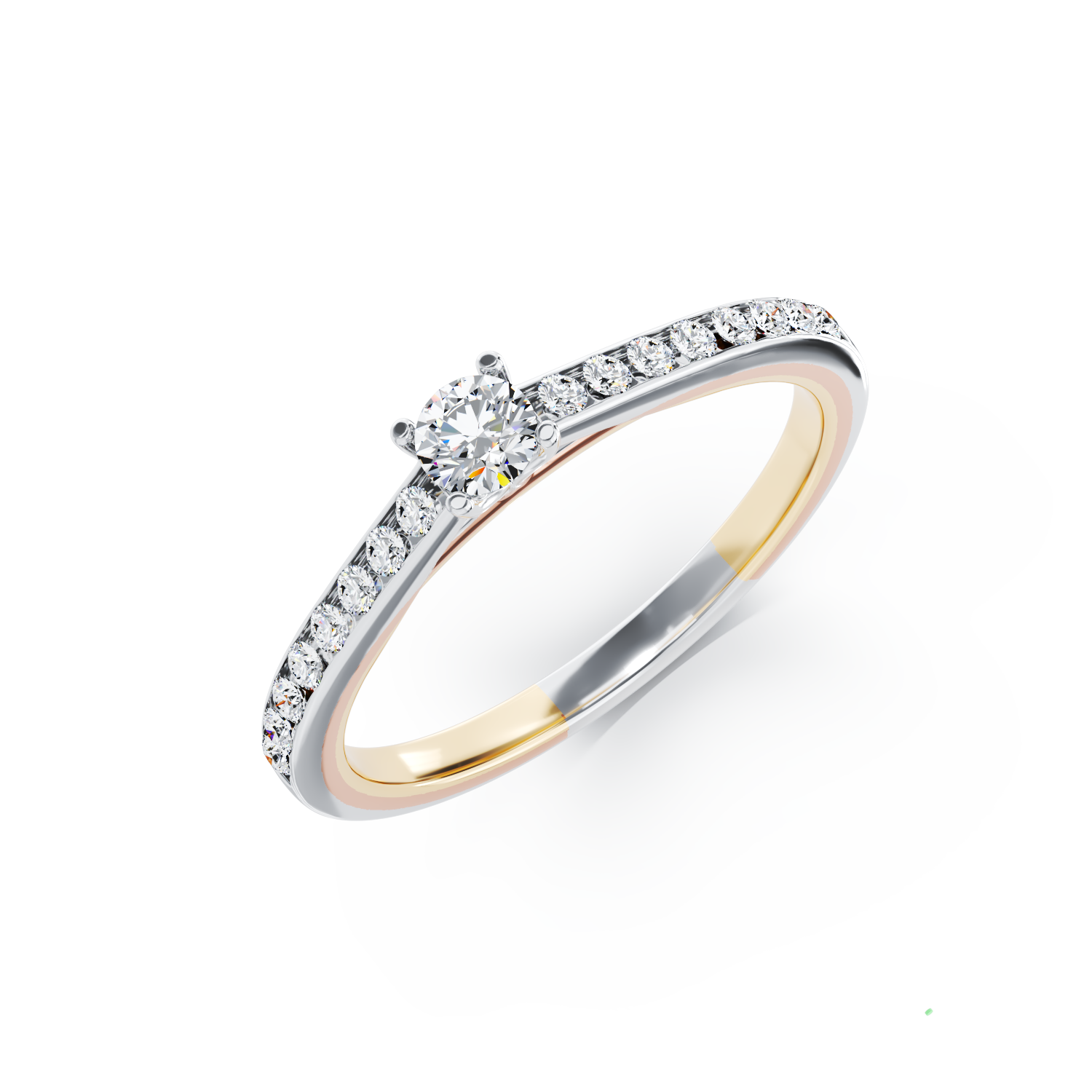 Poze Inel de logodna din aur alb de 18K cu diamant de 0.15ct si diamante de 0.16ct