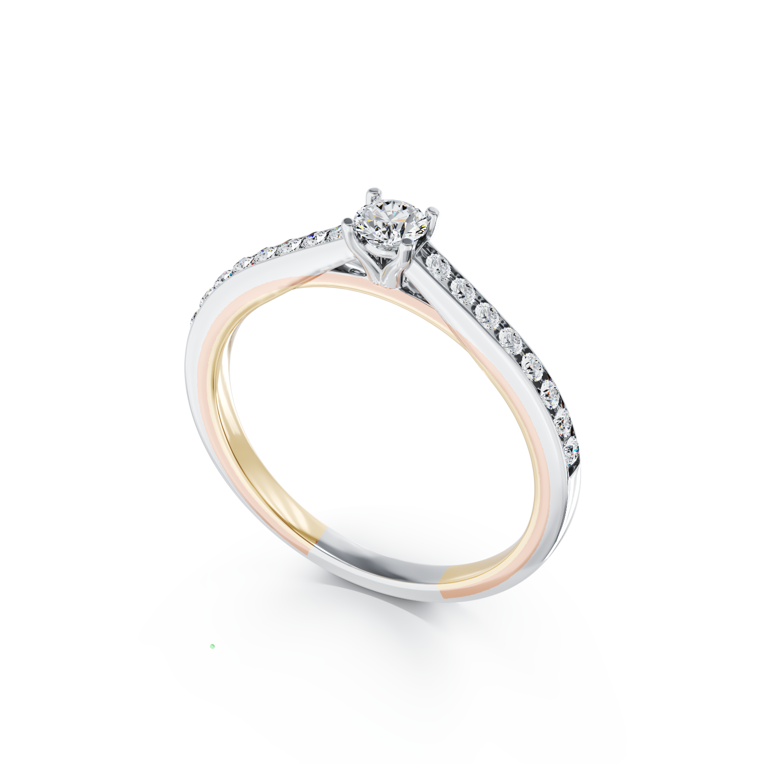 Poze Inel de logodna din aur alb de 18K cu diamant de 0.15ct si diamante de 0.16ct