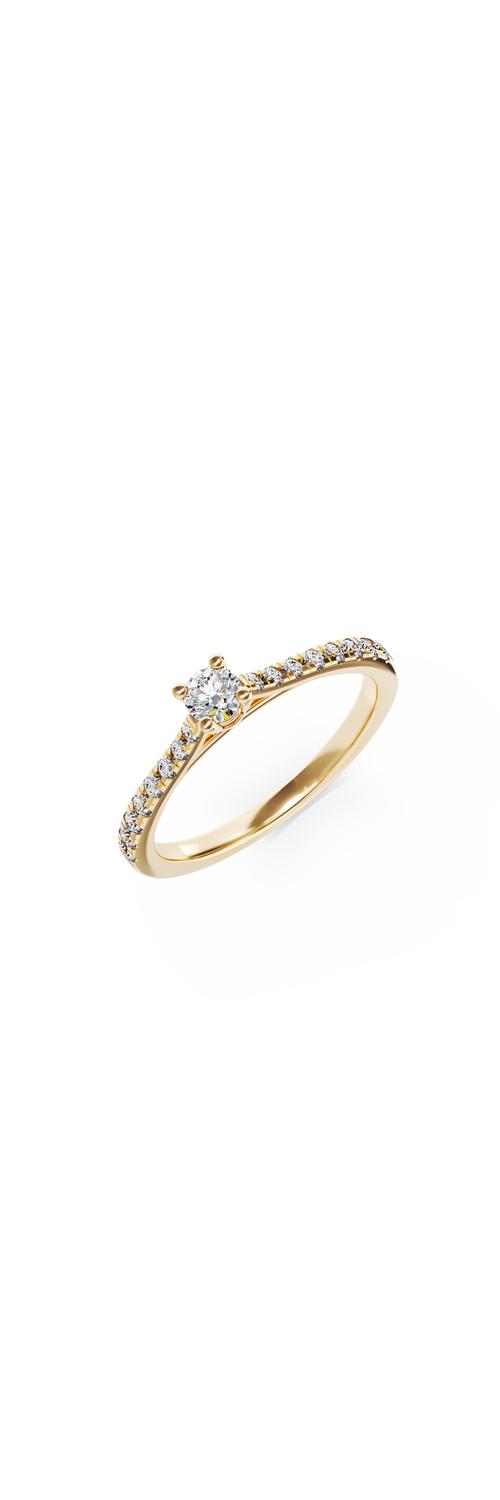 18K yellow gold engagement ring with 0.16ct diamond and 0.17ct diamonds