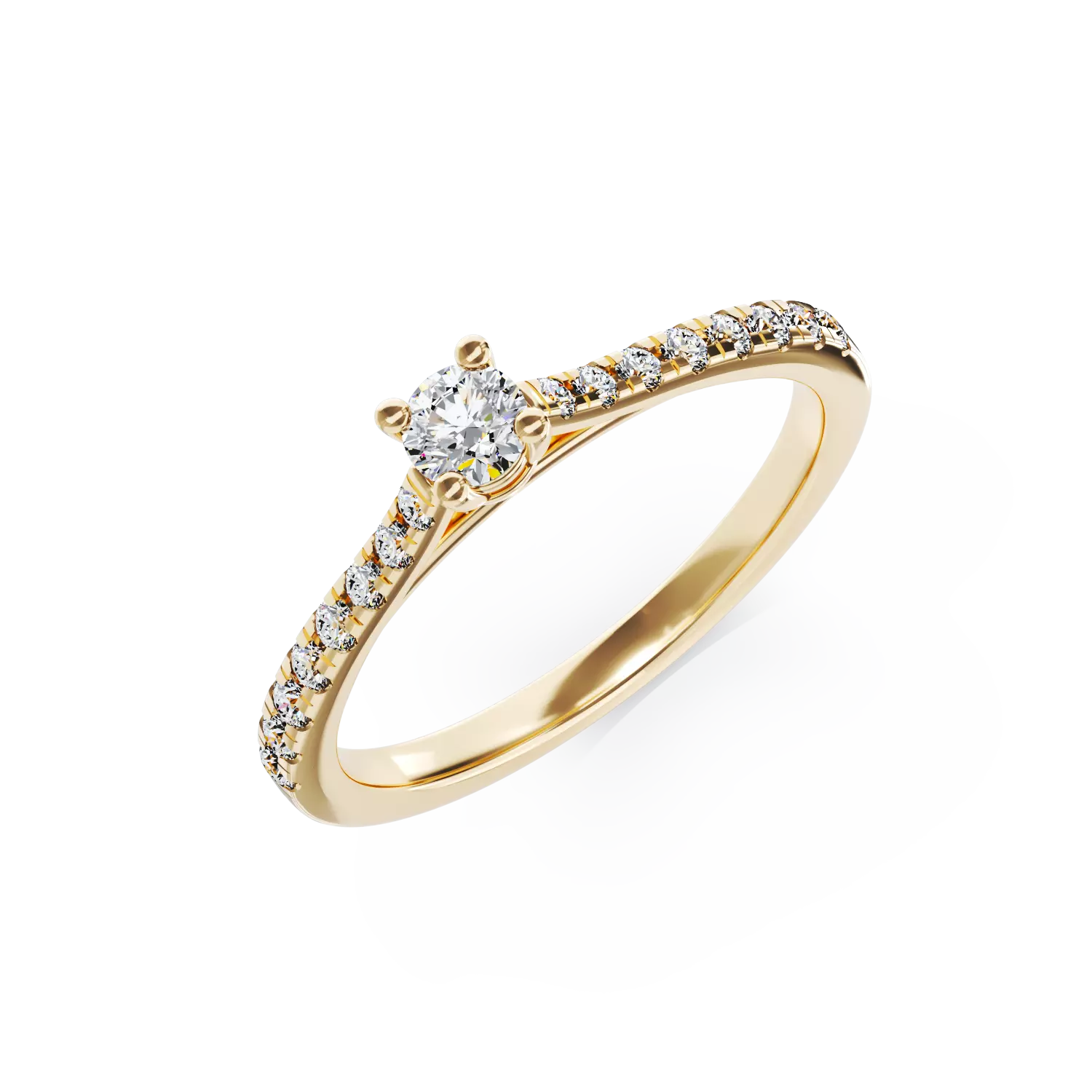 Годежен пръстен от 18K жълто злато с 0.16ct диамант и 0.17ct диаманти
