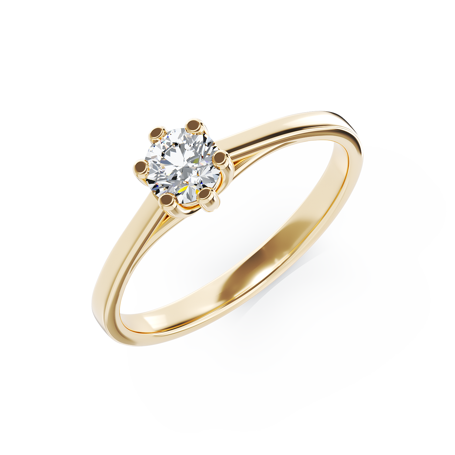 Inel de logodna din aur galben de 18K cu un diamant solitaire de 0.15ct 0.15ct