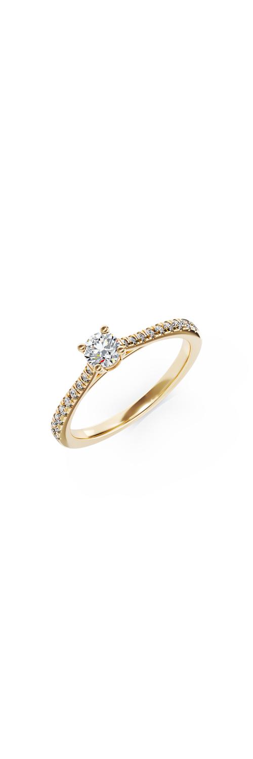 18K yellow gold engagement ring with 0.24ct diamond and 0.18ct diamonds