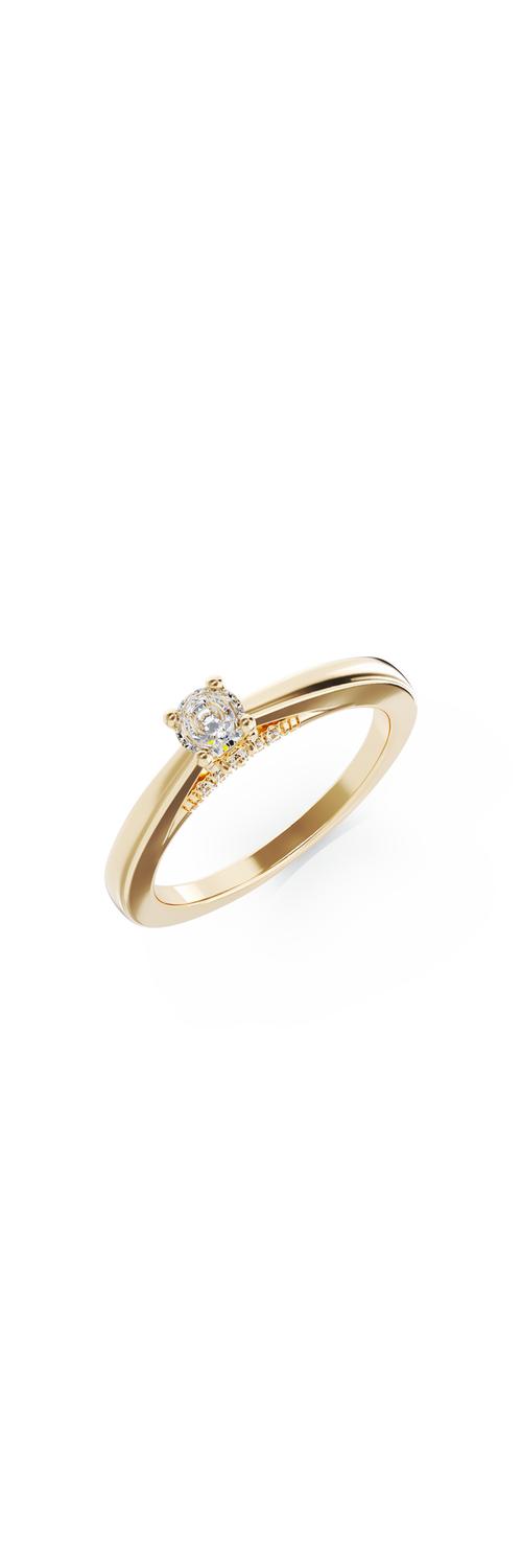 18K yellow gold engagement ring with 0.2ct diamond and 0.04ct diamonds