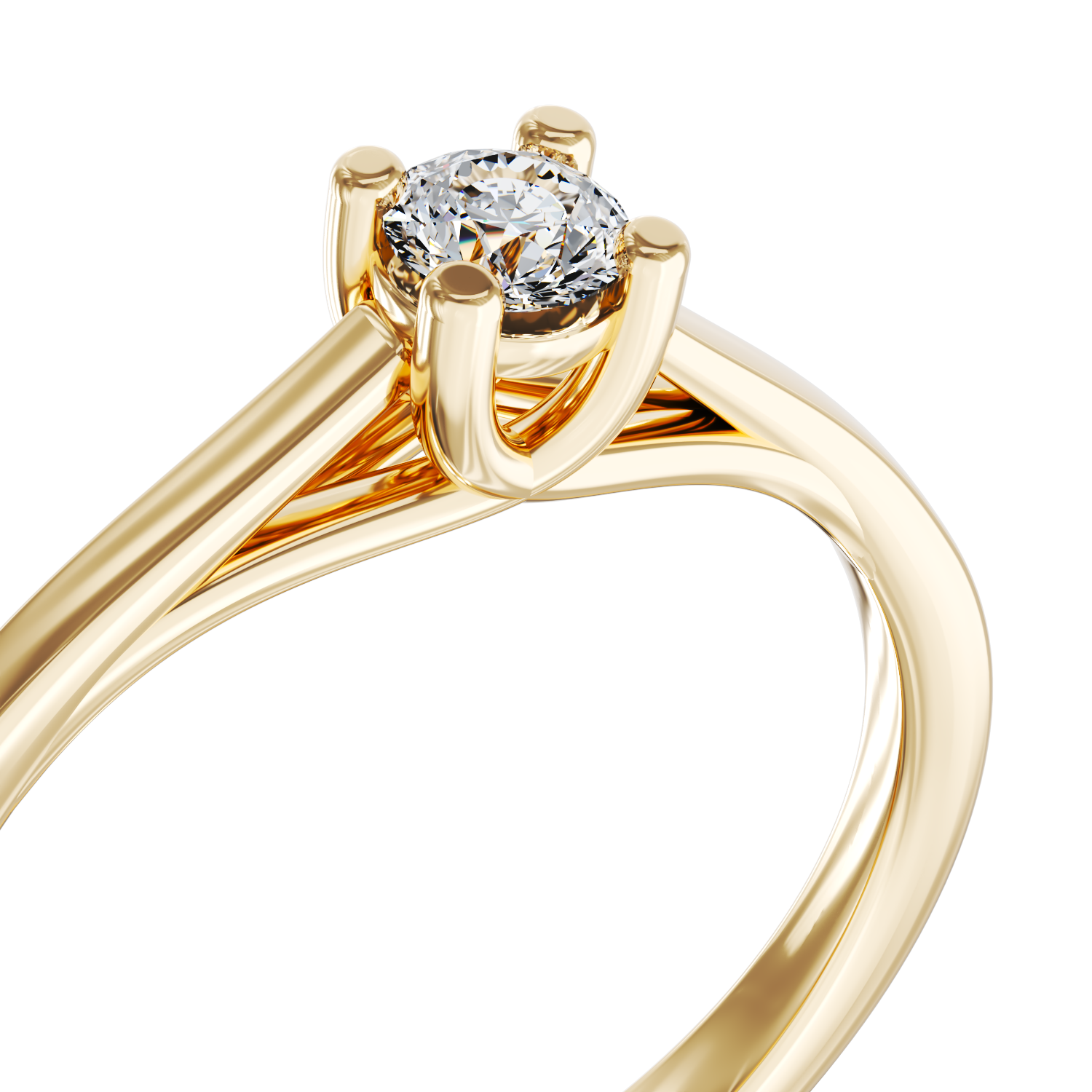 Poze Inel de logodna din aur galben de 18K cu un diamant solitaire de 0.16ct