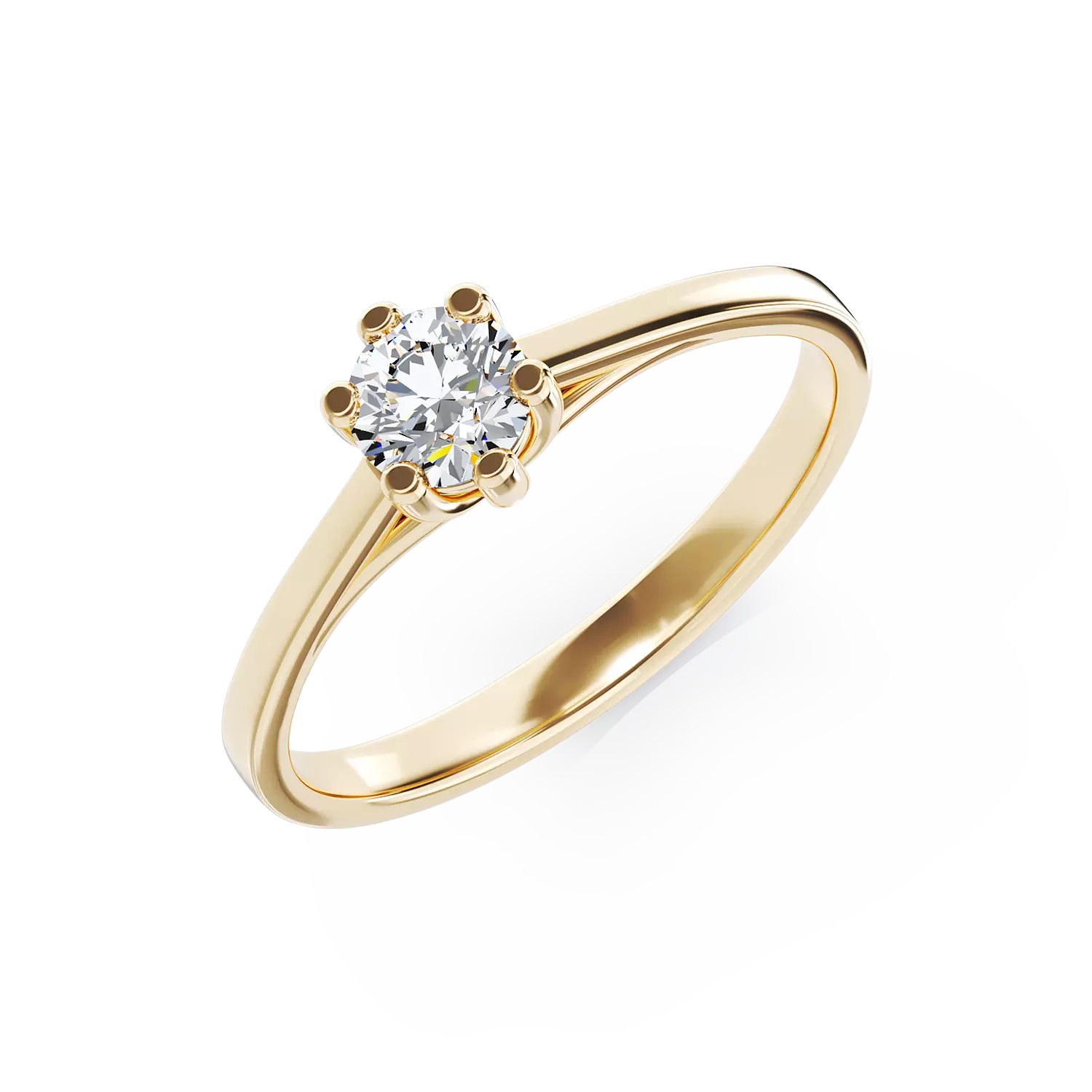 Inel de logodna din aur galben de 18K cu un diamant solitaire de 0.35ct