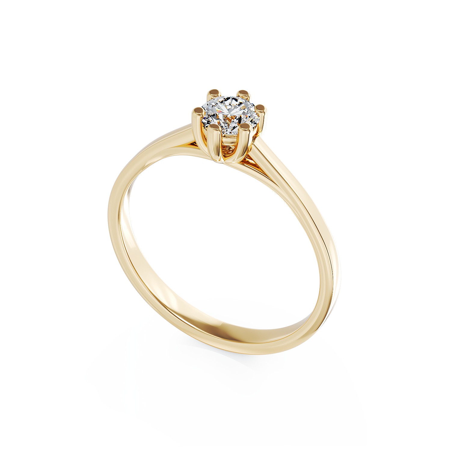 Inel de logodna din aur galben de 18K cu un diamant solitaire de 0.35ct