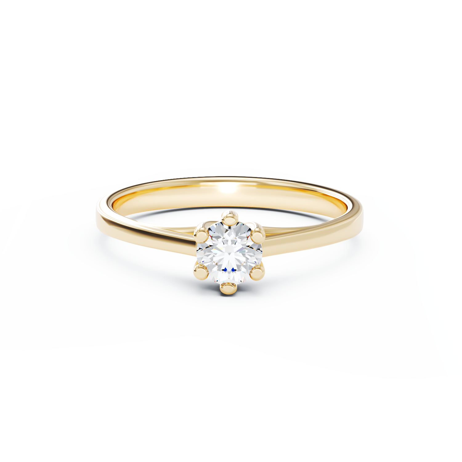 Poze Inel de logodna din aur galben de 18K cu un diamant solitaire de 0.35ct