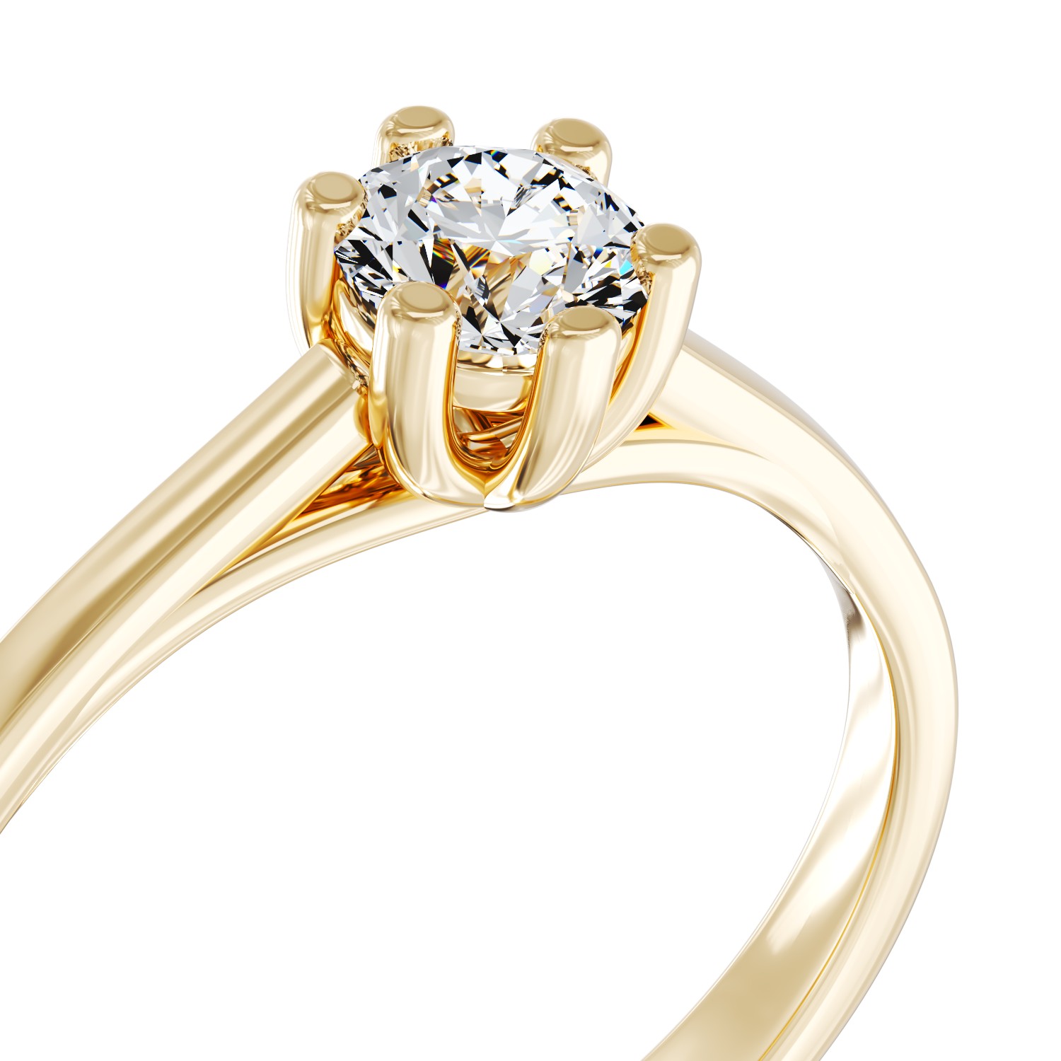 Eljegyzési gyűrű 18K-os sárga aranyból 0,35ct gyémánttal. Gramm: 4,2