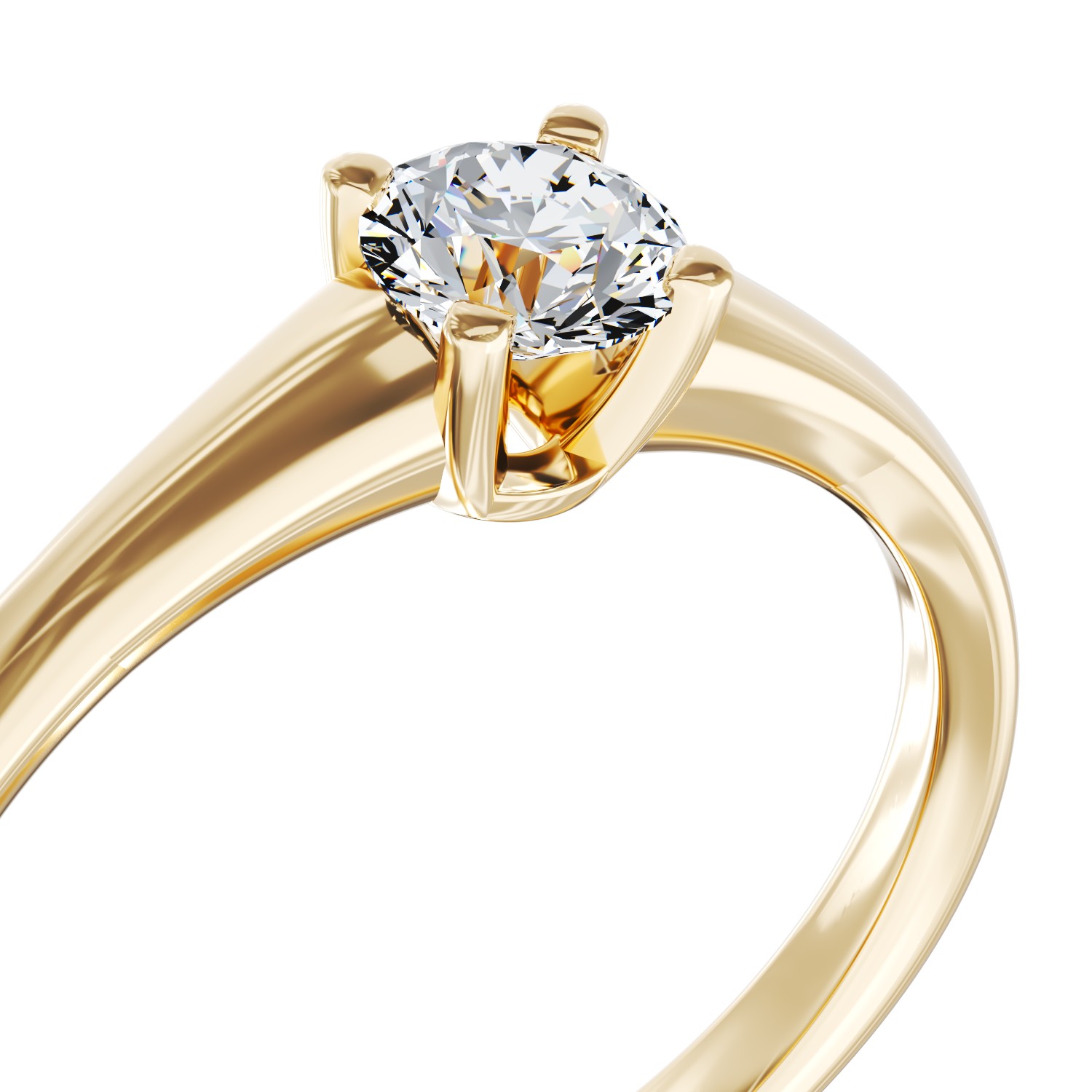 Pierścionek zaręczynowy z żółtego 18K złota z 0,31ct diamentem w pasjansie