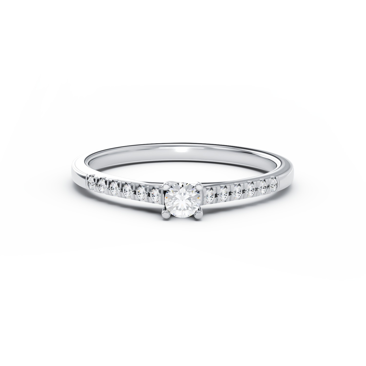 18K white gold engagement ring with 0.3ct diamond and 0.13ct diamonds