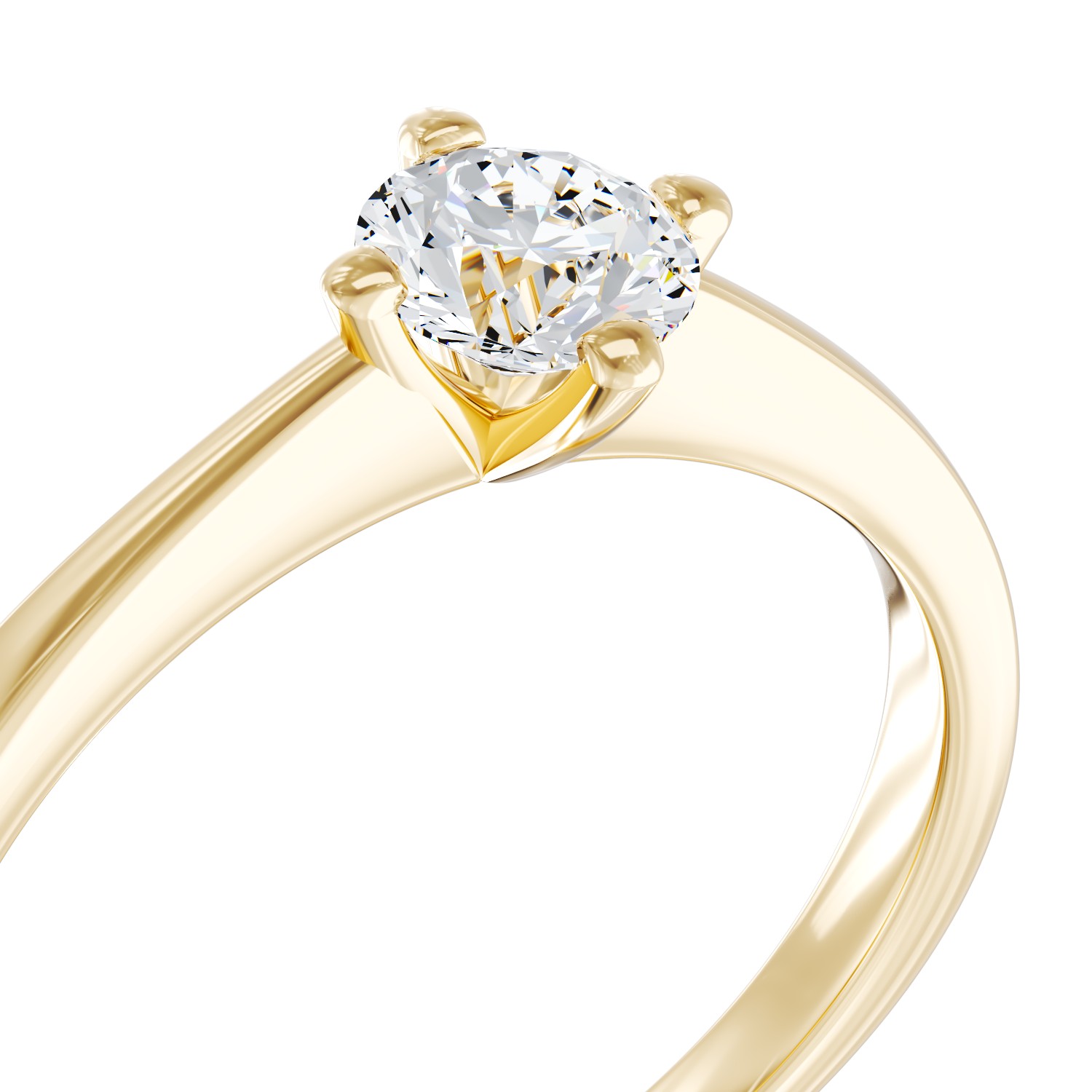 Pierścionek zaręczynowy z żółtego 18K złota z 0.5ct diamentem w pasjansie