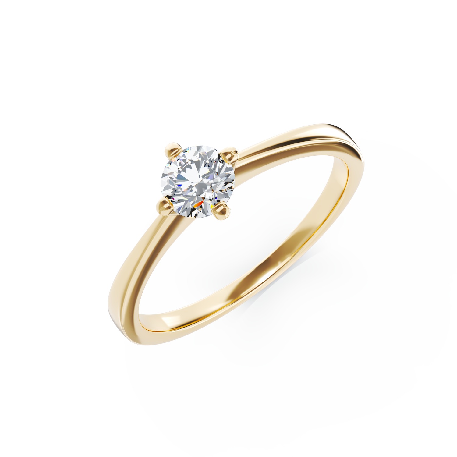 18K yellow gold engagement ring with 0.405ct solitaire diamond