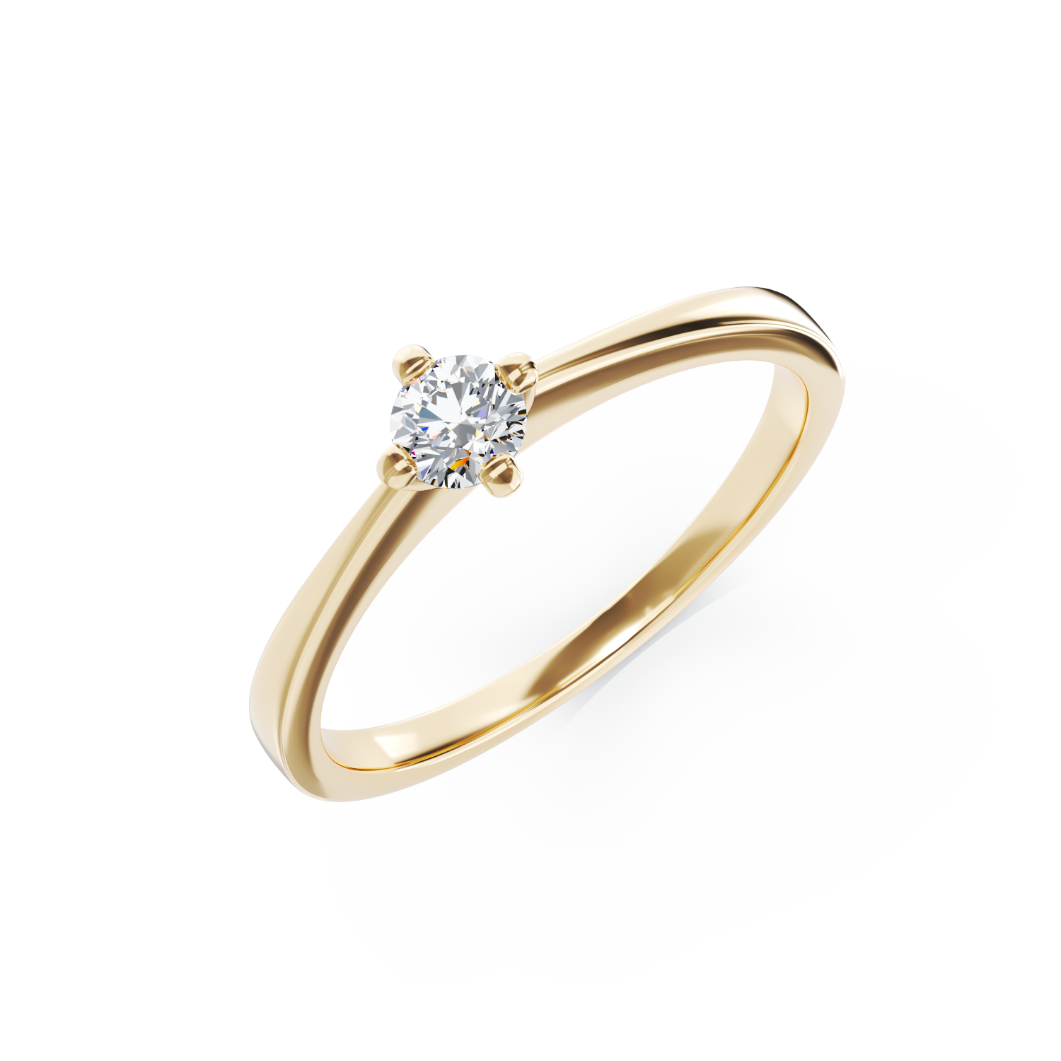 18K yellow gold engagement ring with 0.19ct solitaire diamond
