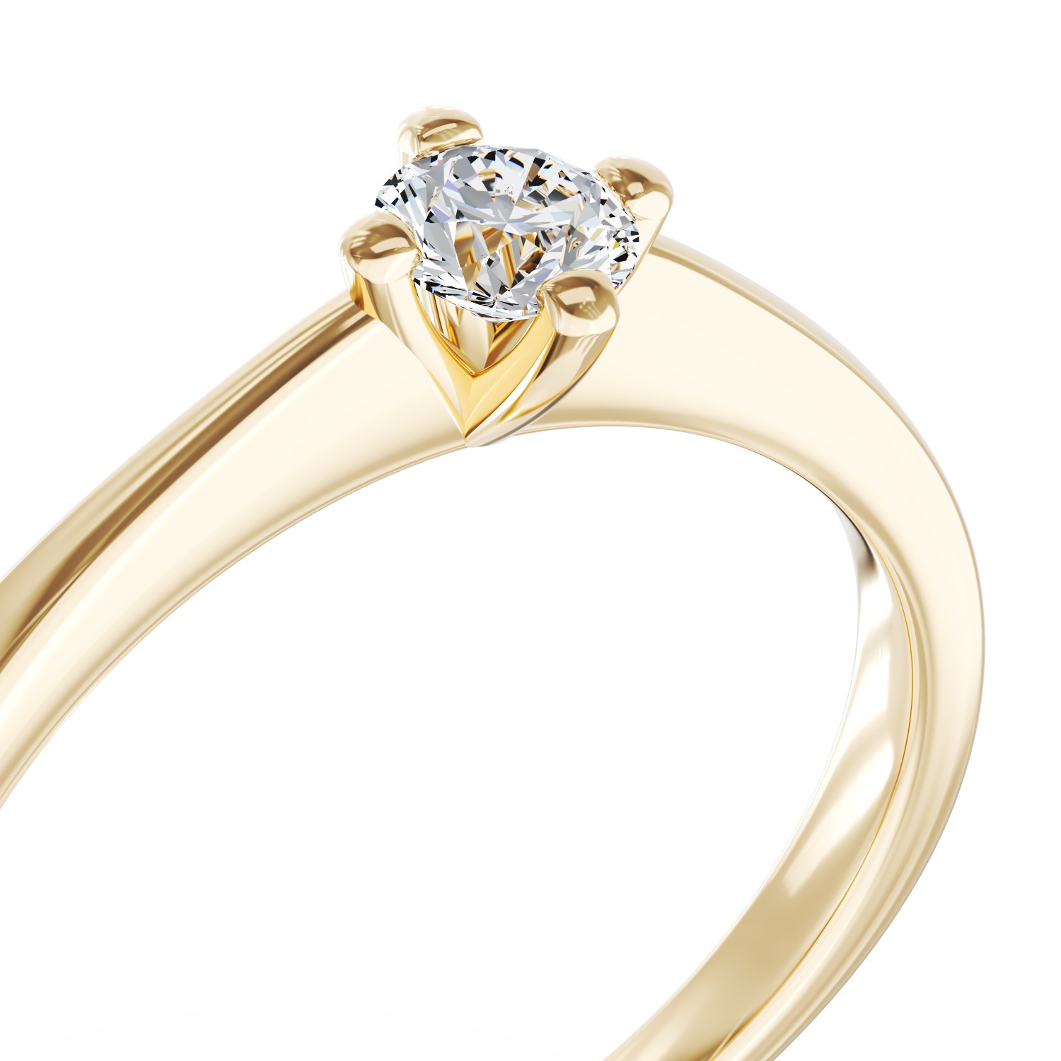 Inel de logodna din aur galben de 18K cu diamant de 0.195ct