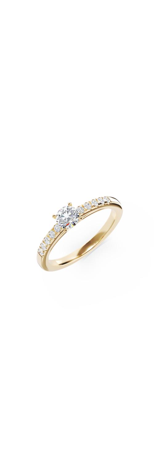 Inel de logodna din aur galben de 18K cu diamant de 0.4ct si diamante de 0.14ct