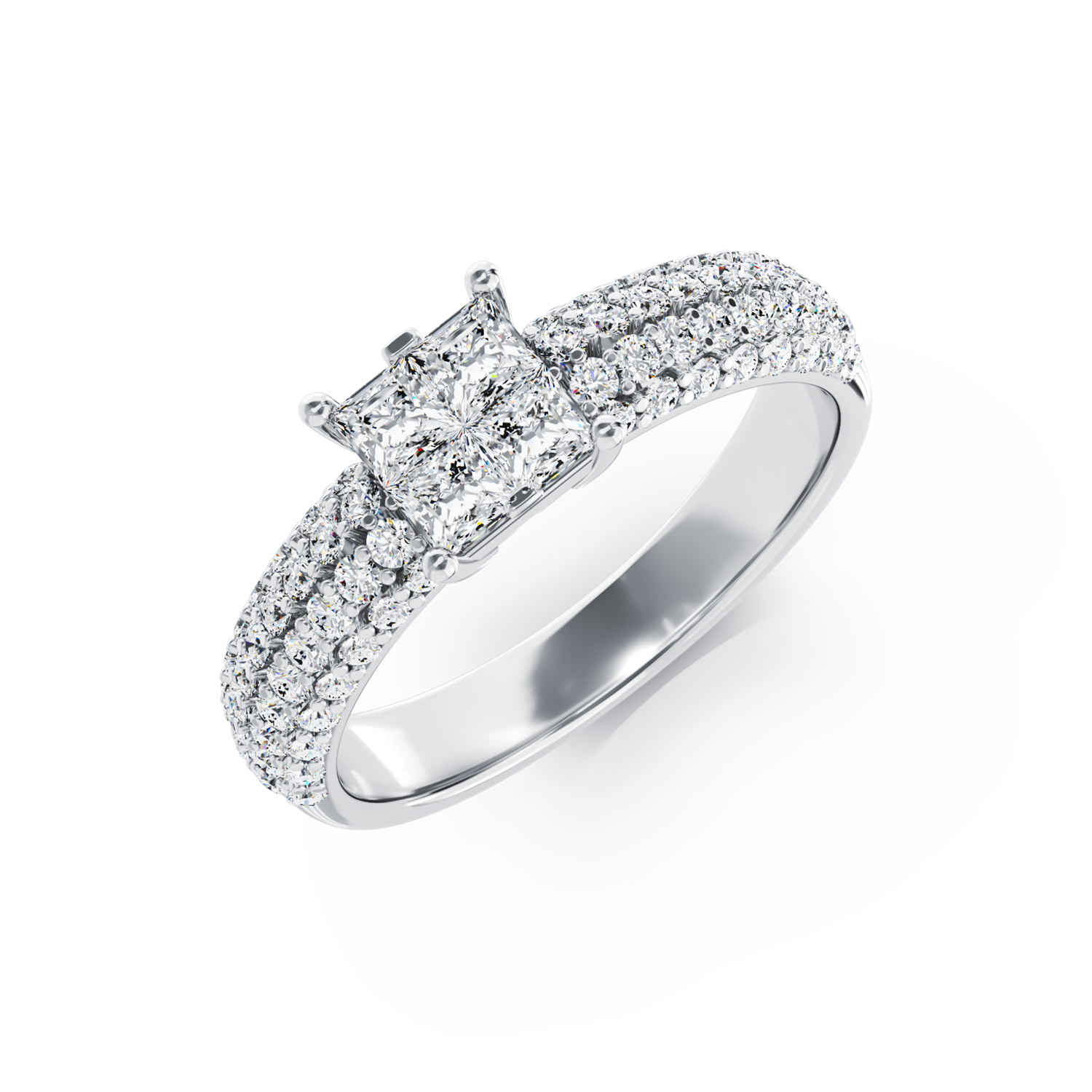 Inel de logodna din aur alb de 18K cu diamante de 0.98ct 0.98ct poza noua reduceri 2022