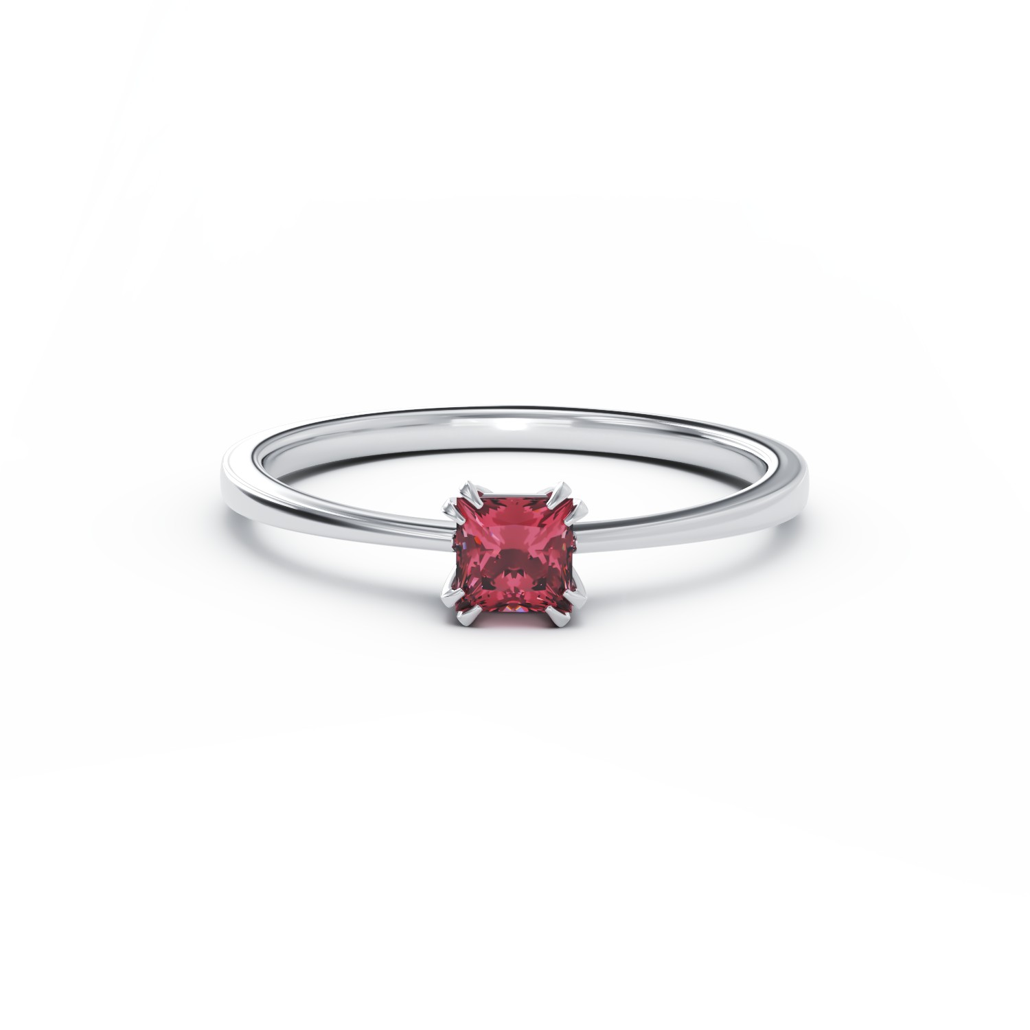 18K white gold engagement ring with 0.4ct tourmaline