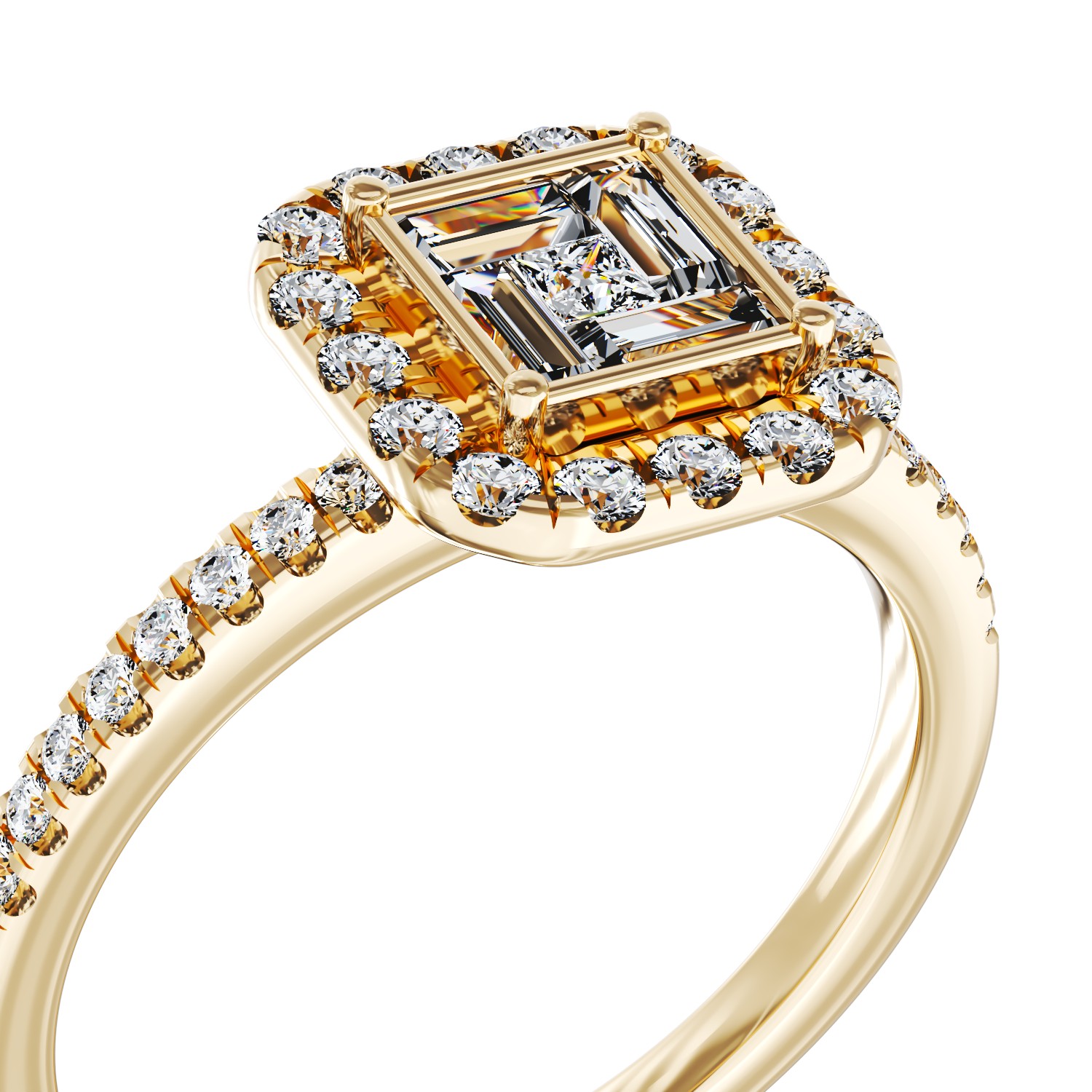 Inel de logodna din aur galben de 18K cu diamante de 0.48ct