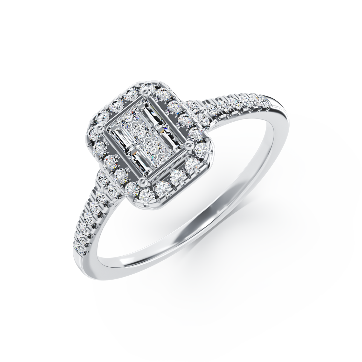 Inel de logodna din aur alb de 18K cu diamante de 0.37ct 0.37ct poza noua reduceri 2022