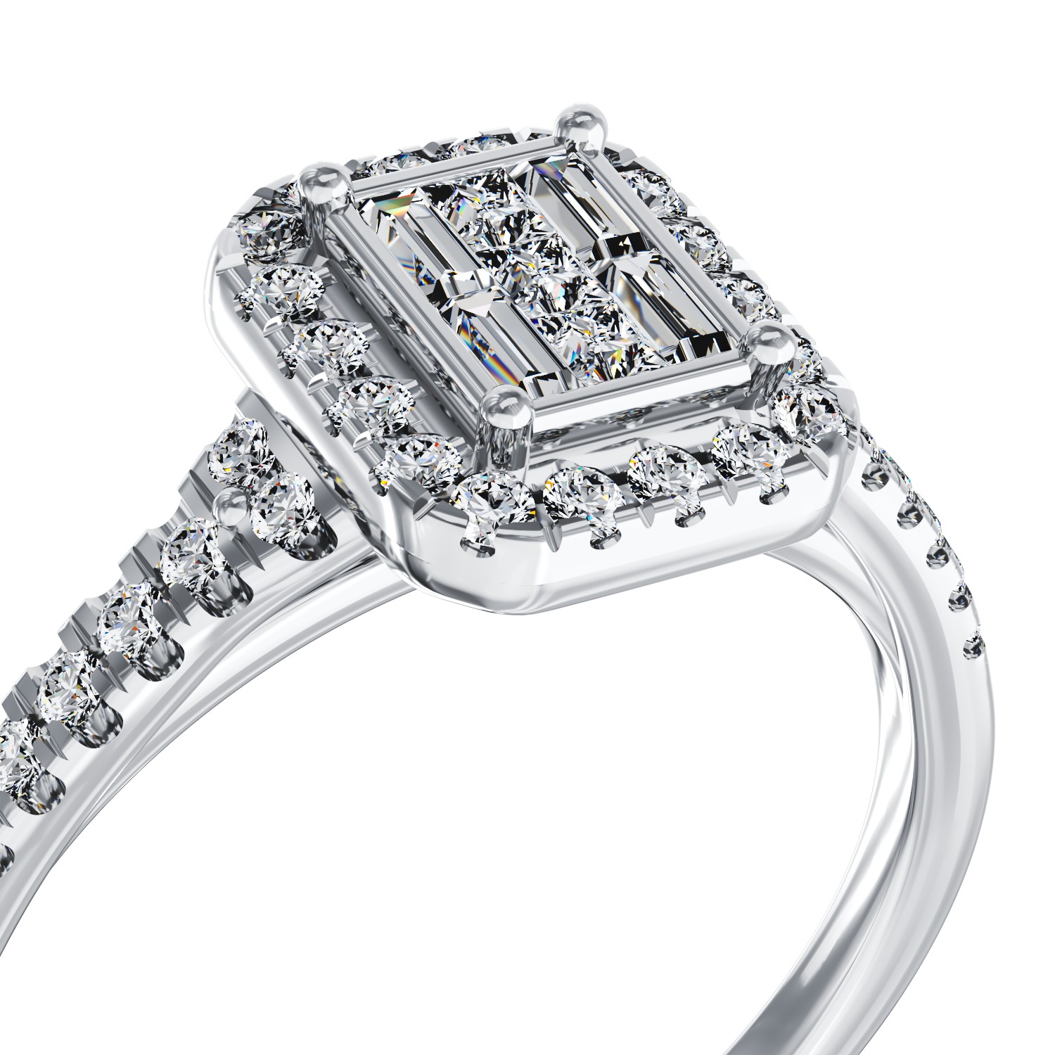 Inel de logodna din aur alb de 18K cu diamante de 0.37ct