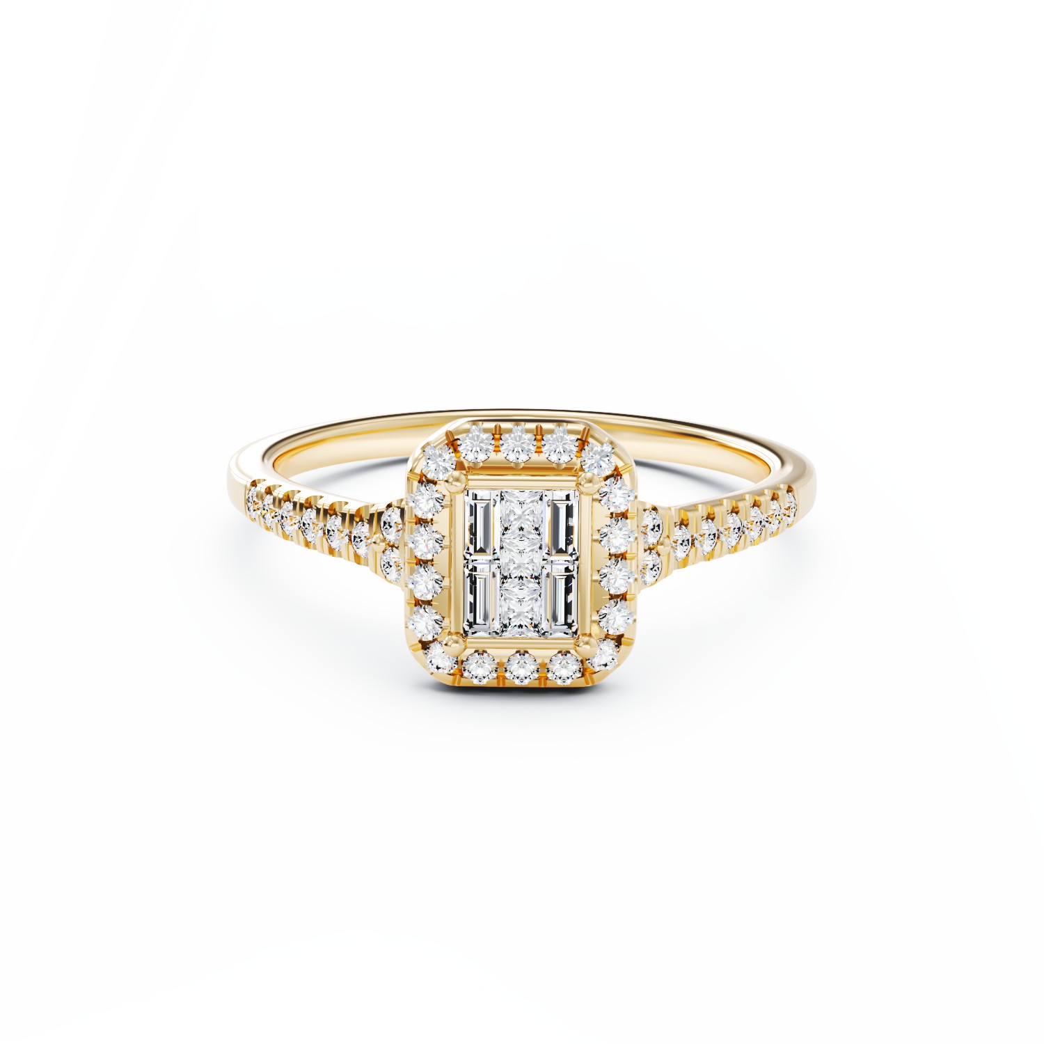 Inel de logodna din aur galben de 18K cu diamante de 0.37ct
