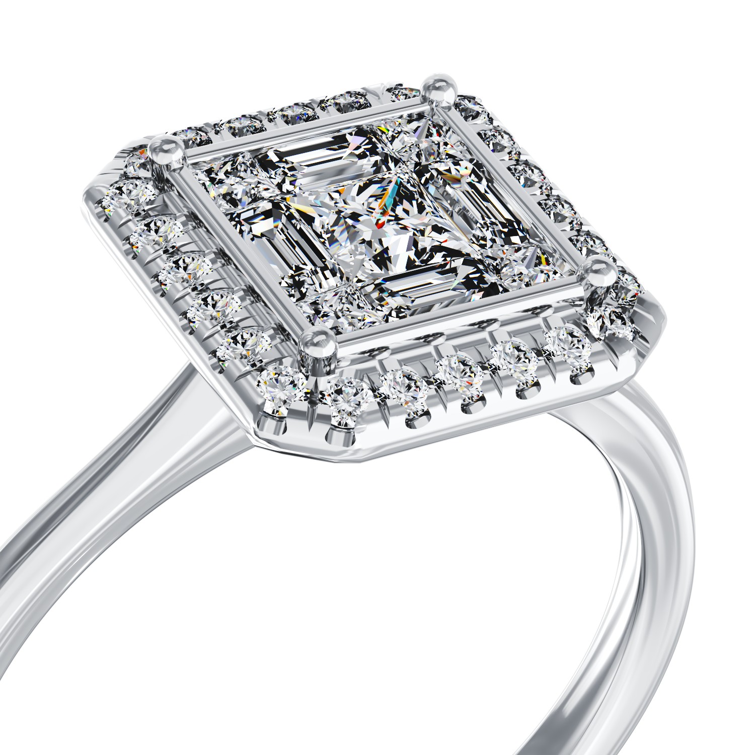 Годежен пръстен от бяло злато 18K с диаманти 0.48ct