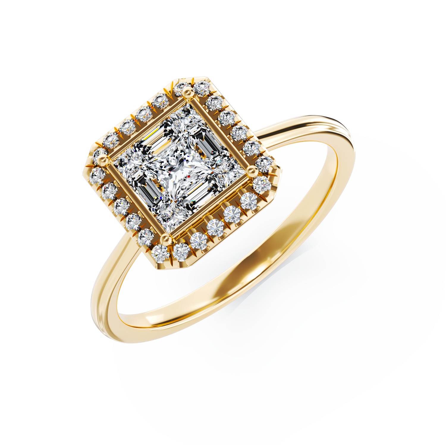 Inel de logodna din aur galben de 18K cu diamante de 0.48ct