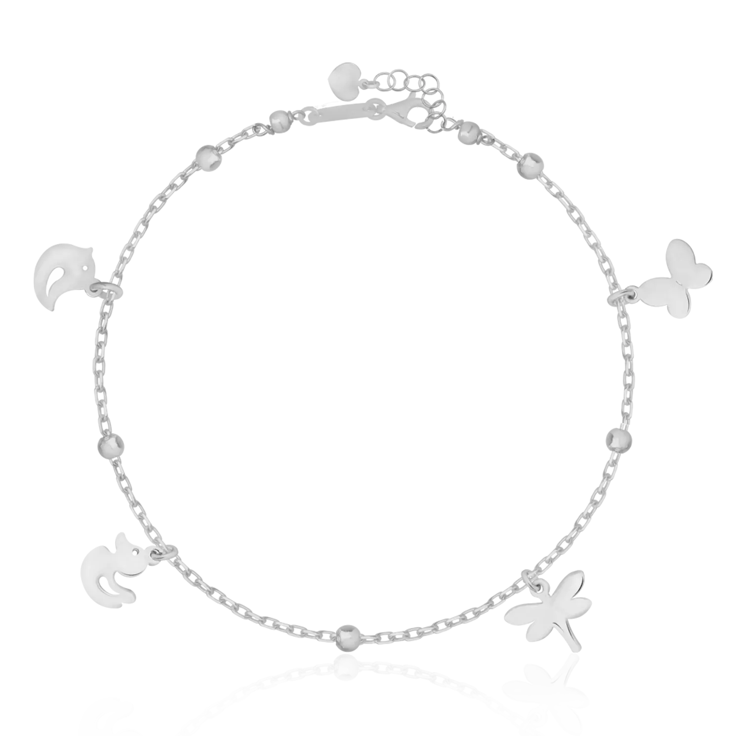 14K white gold bracelet with charms