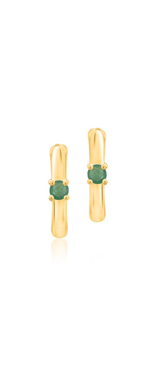 14K yellow gold children earrings with emeralds of 0.09ct