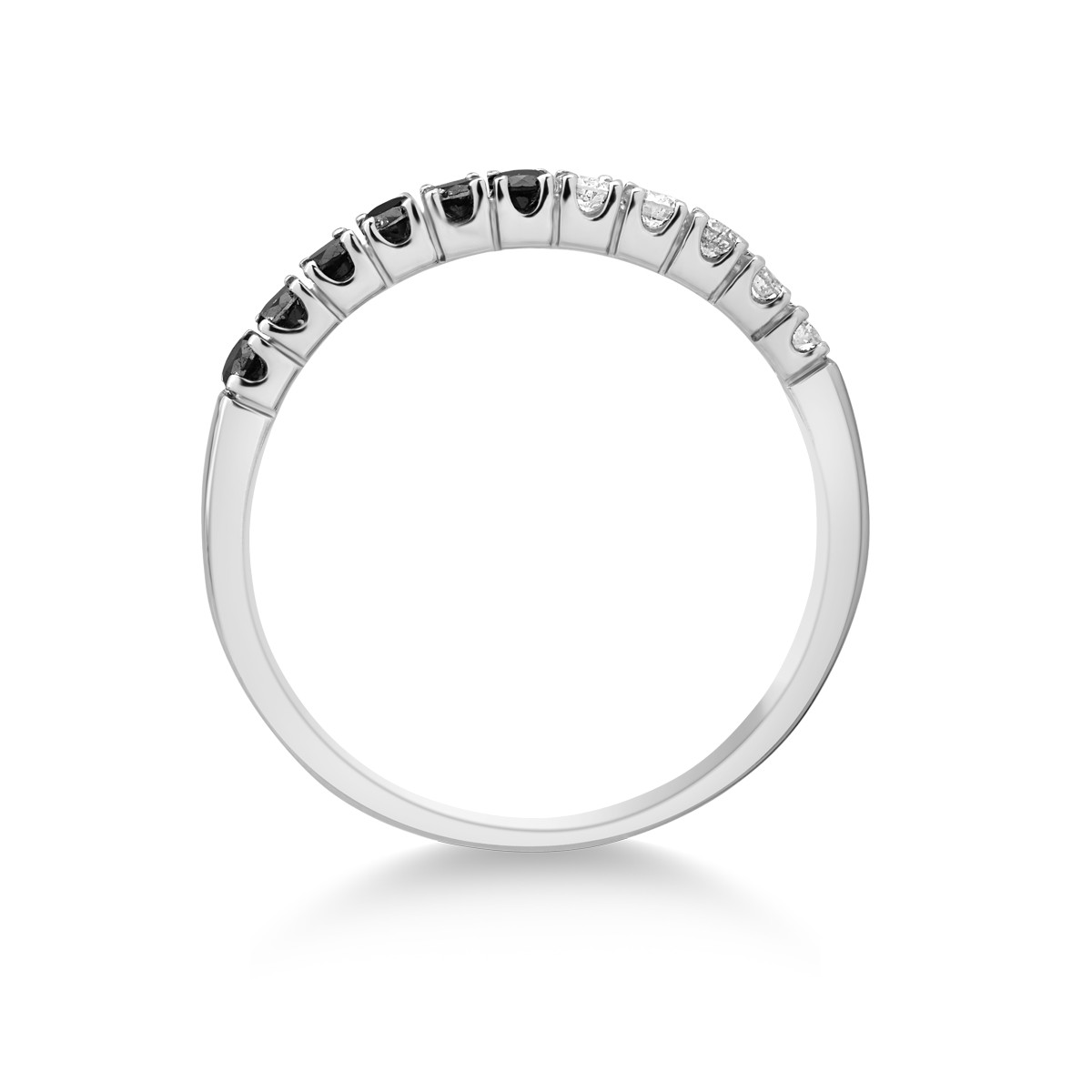 Inel din aur alb de 14K cu diamante negre de 0.18ct si diamante transparente de 0.13ct