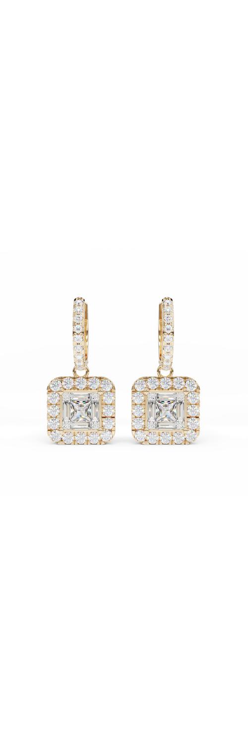 18K yellow gold earrings with diamonds of 1.36ct