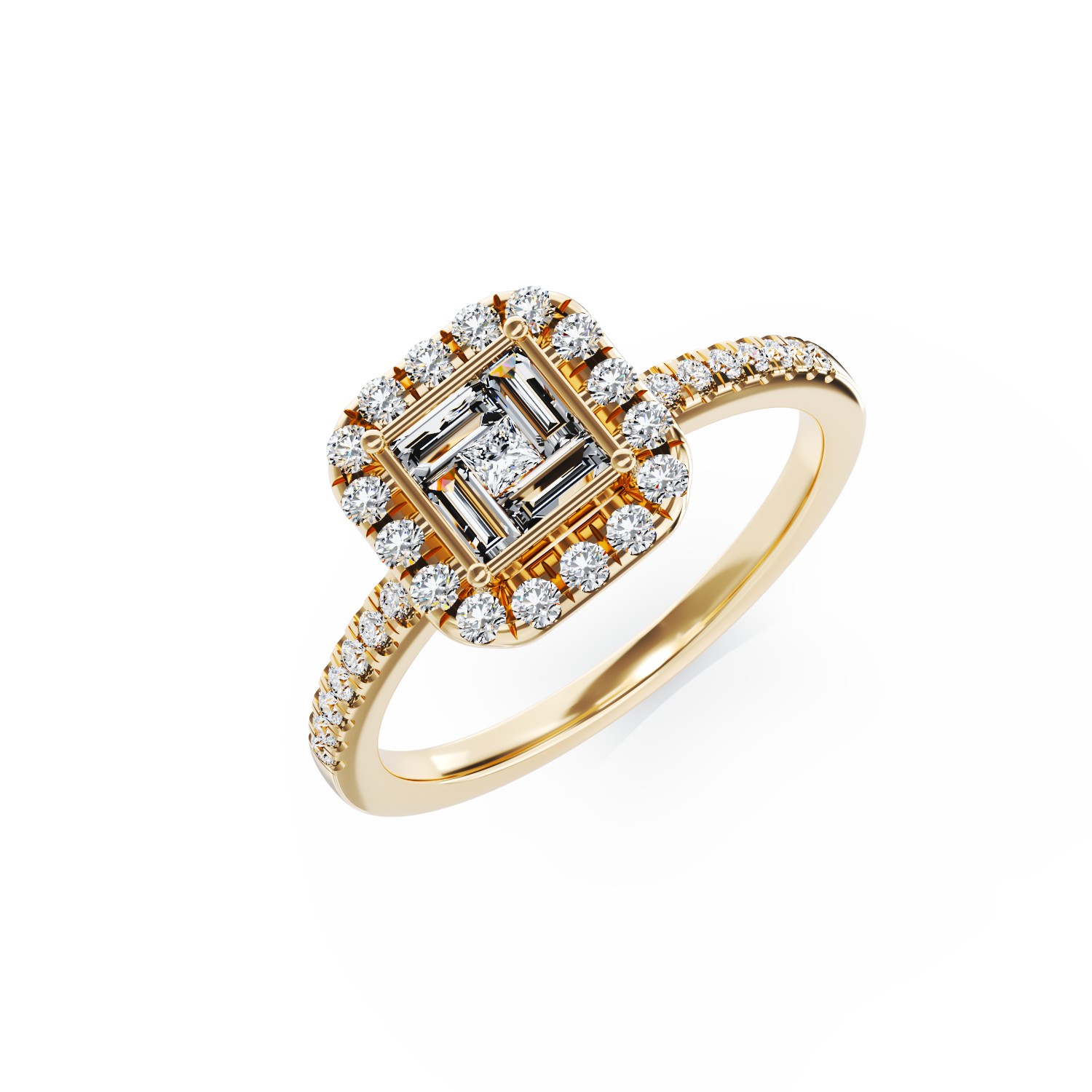 Годежен пръстен от 18K жълто злато с диаманти 0.46ct