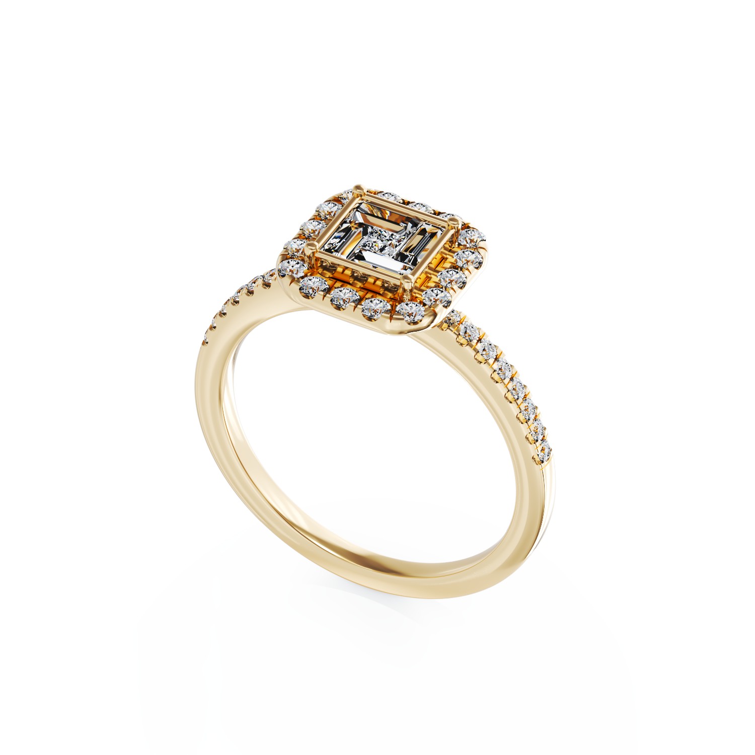 Inel de logodna din aur galben de 18K cu diamante de 0.46ct
