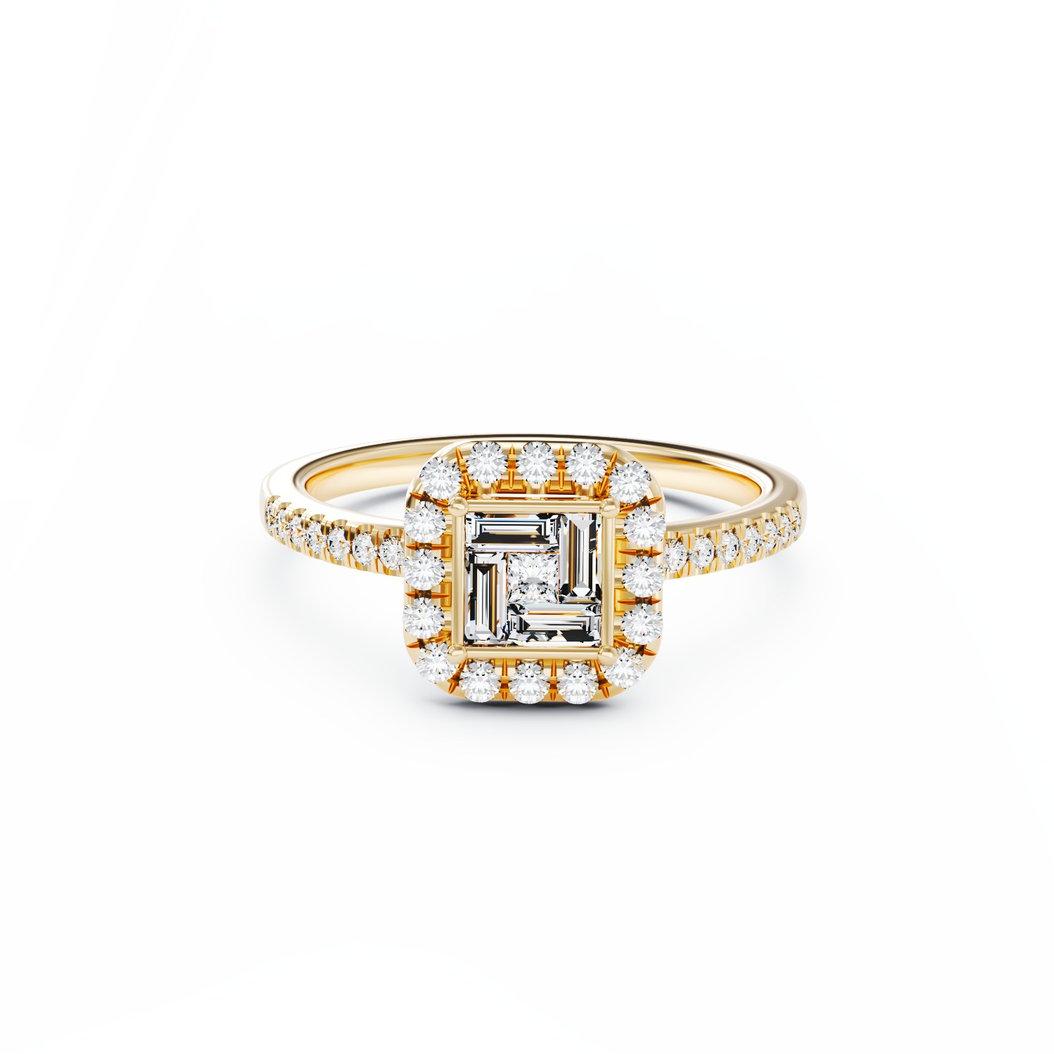 Inel de logodna din aur galben de 18K cu diamante de 0.46ct