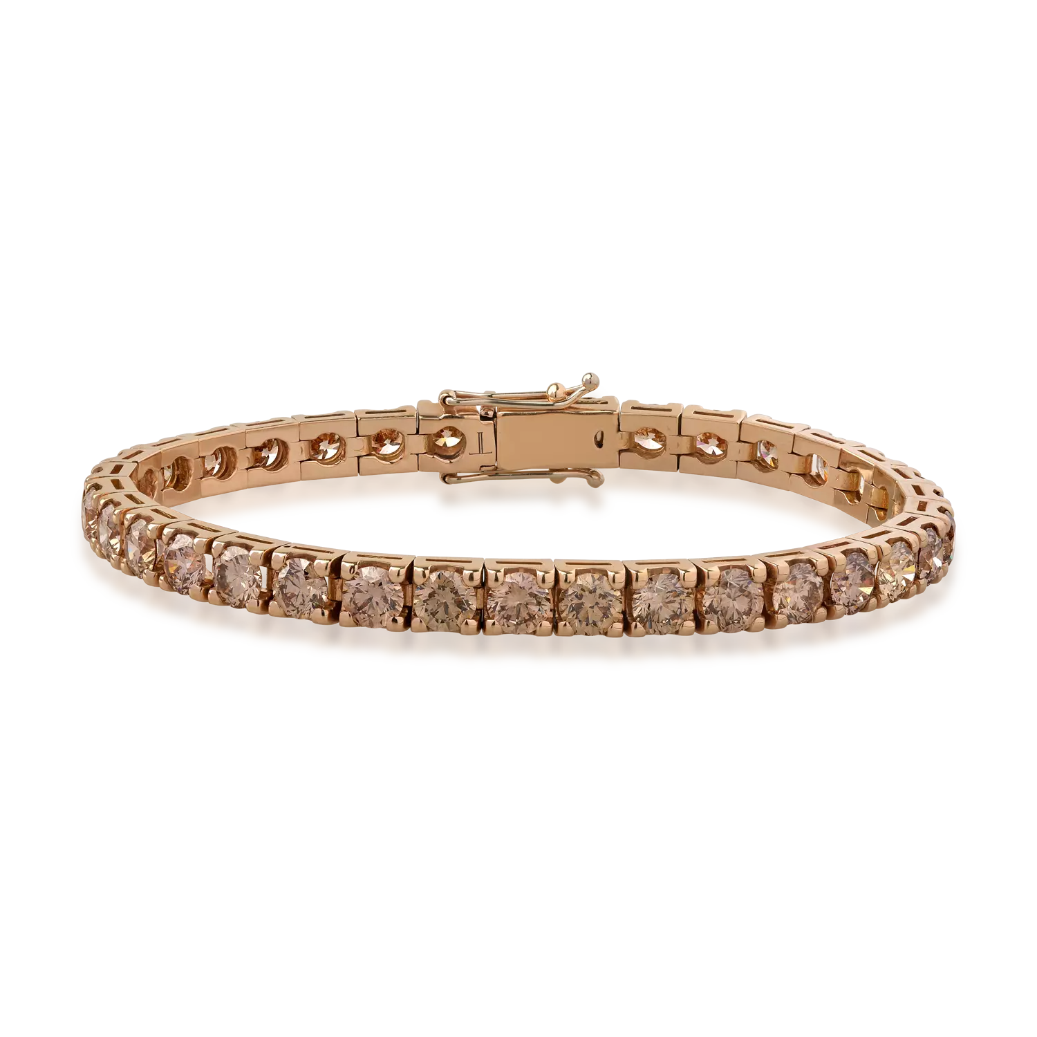 18K rose gold tennis bracelet with 10.65ct cognac diamonds