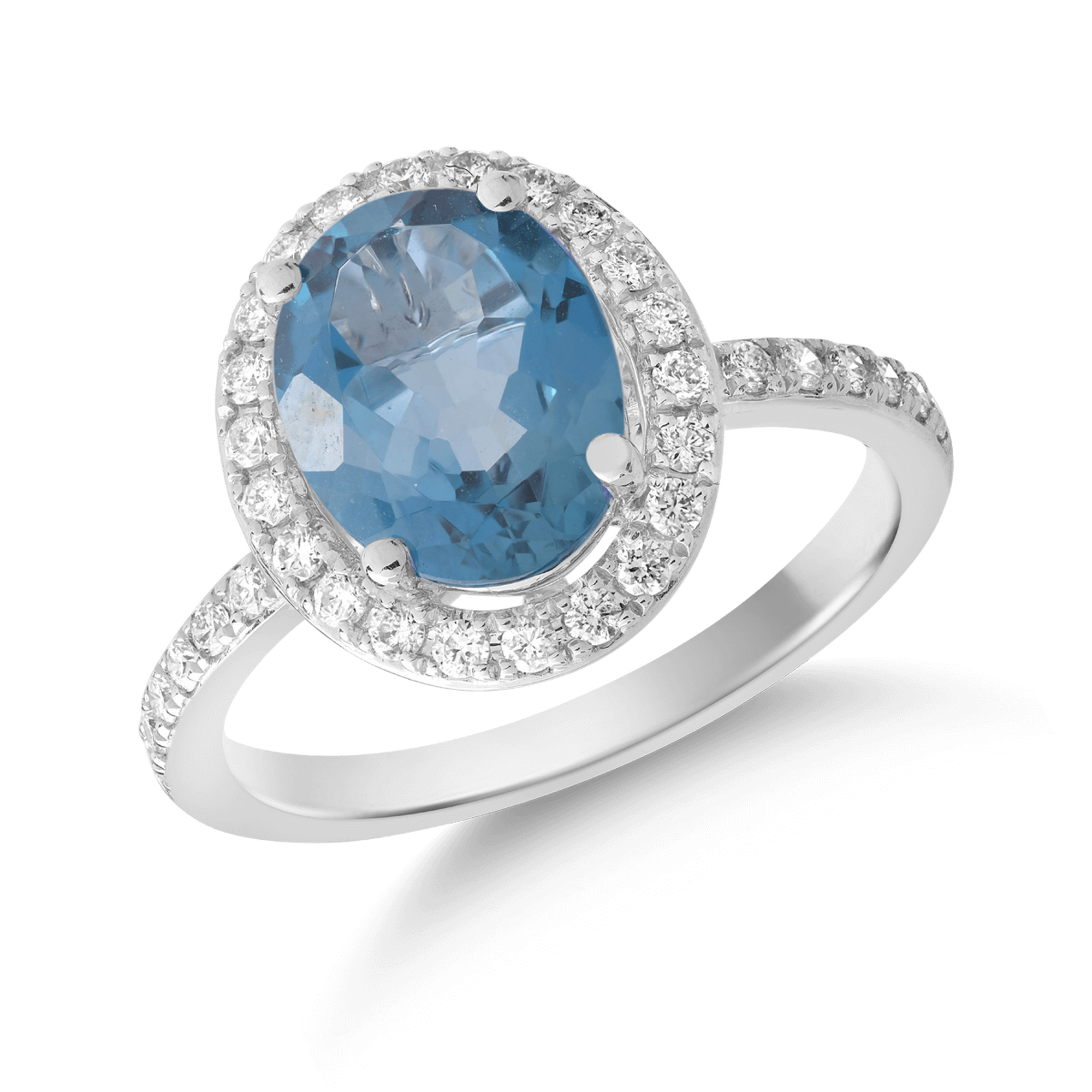 Inel din aur alb de 18K cu topaz London blue de 2.43ct si diamante de 0.25ct image11