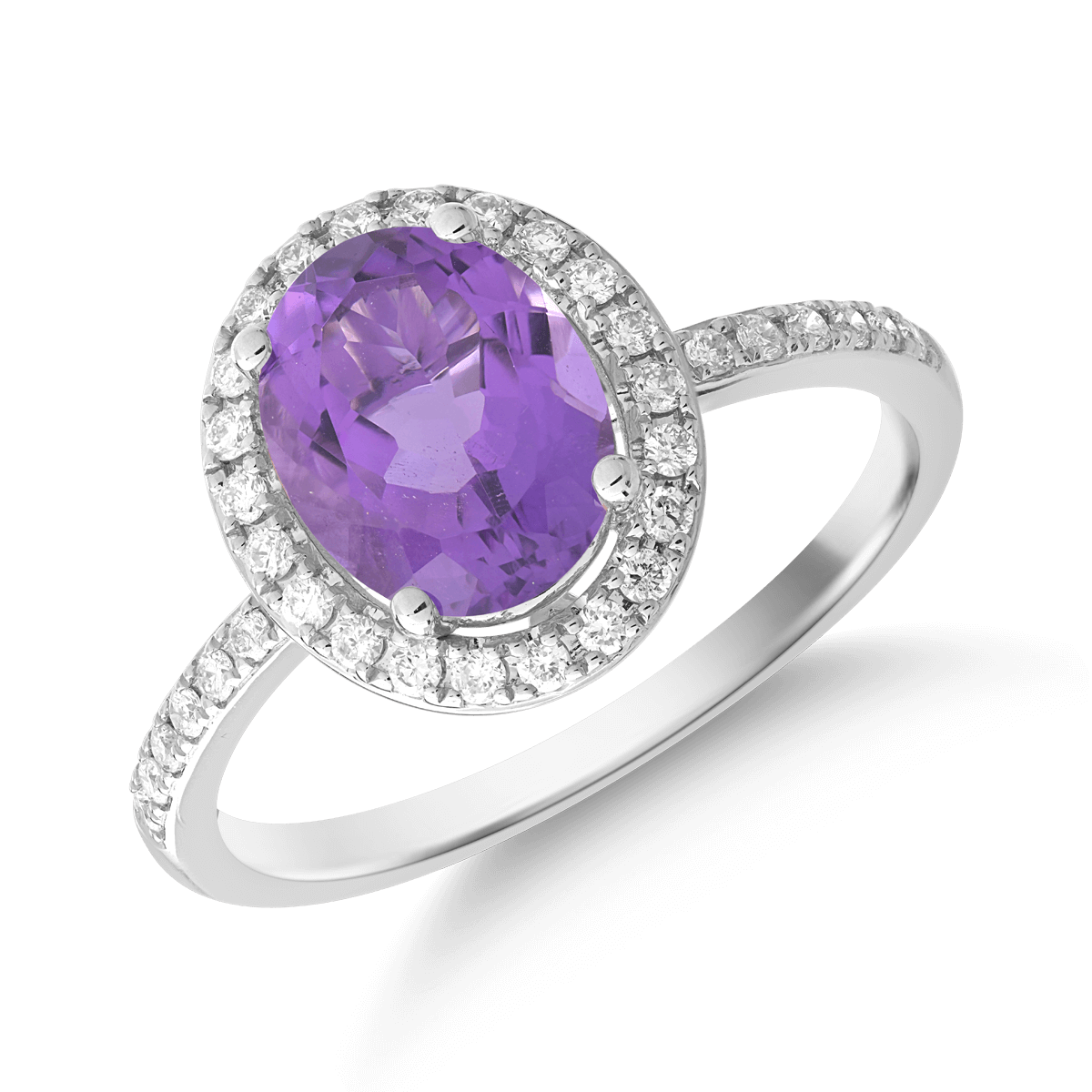 18K white gold ring with 2.15ct amethyst and 0.26ct diamonds