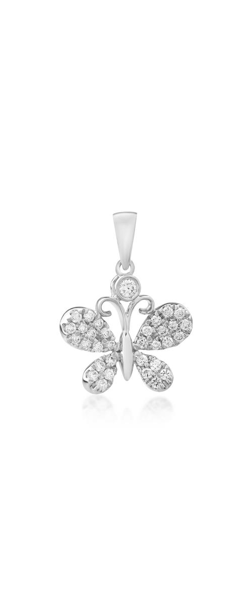 14K white gold butterfly pendant with 0.18ct diamonds