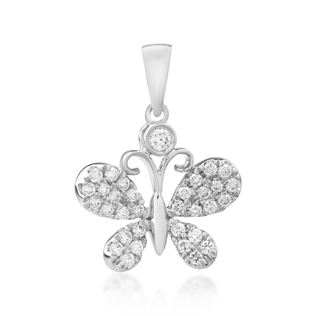 Nyaklánc pillangó alakú medállal 14K-os fehér aranyból 0.18ct gyémánttal