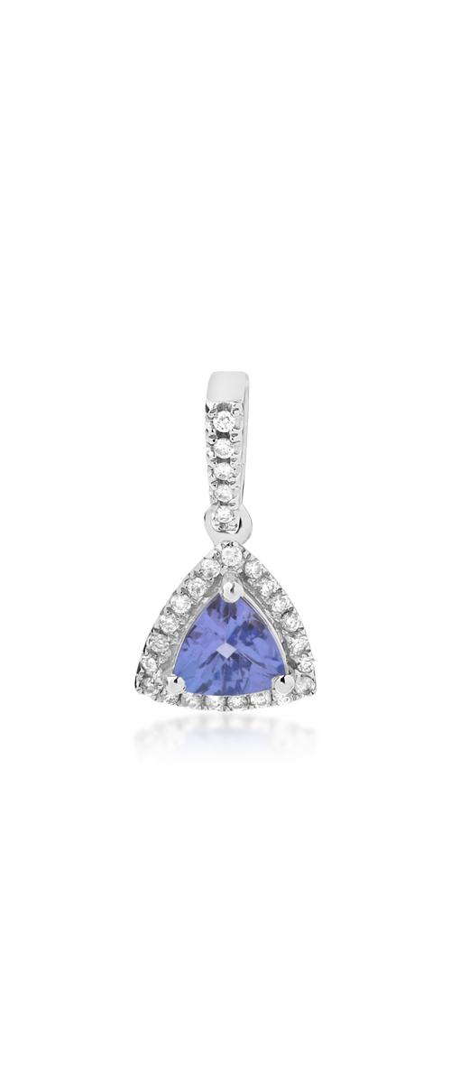 14K white gold pendant with tanzanite of 0.67ct and diamonds of 0.13ct
