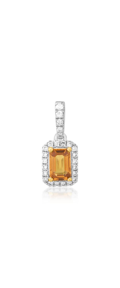 18K white gold pendant with 0.61ct yellow sapphire and 0.16ct diamonds