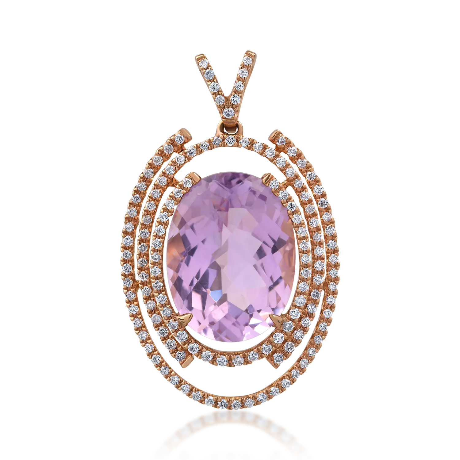 18K rose gold pendant with 9.2ct pink amethyst and 0.55ct diamonds