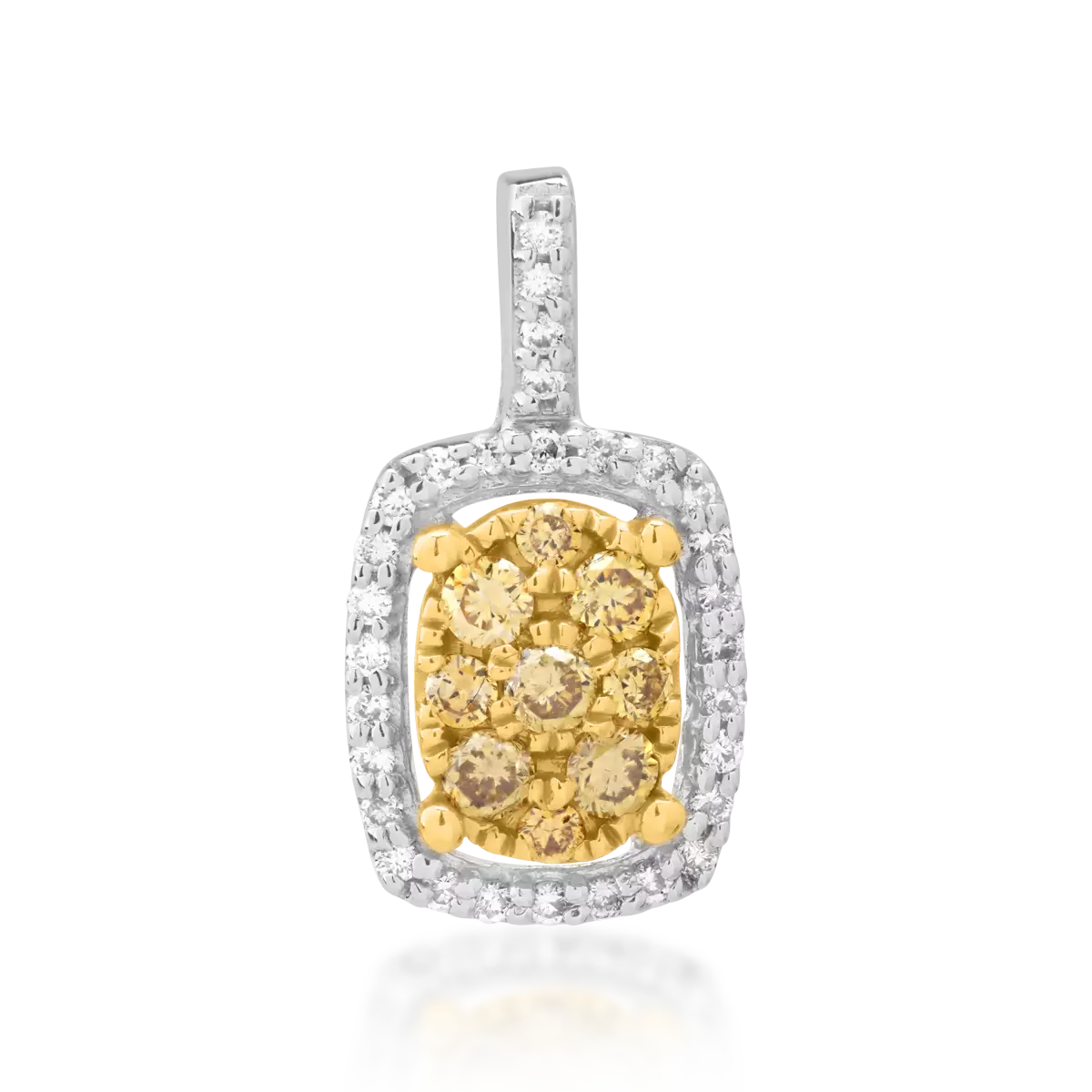 Pandantiv din aur alb de 18K cu diamante galbene de 0.18ct si diamante transparente de 0.08ct