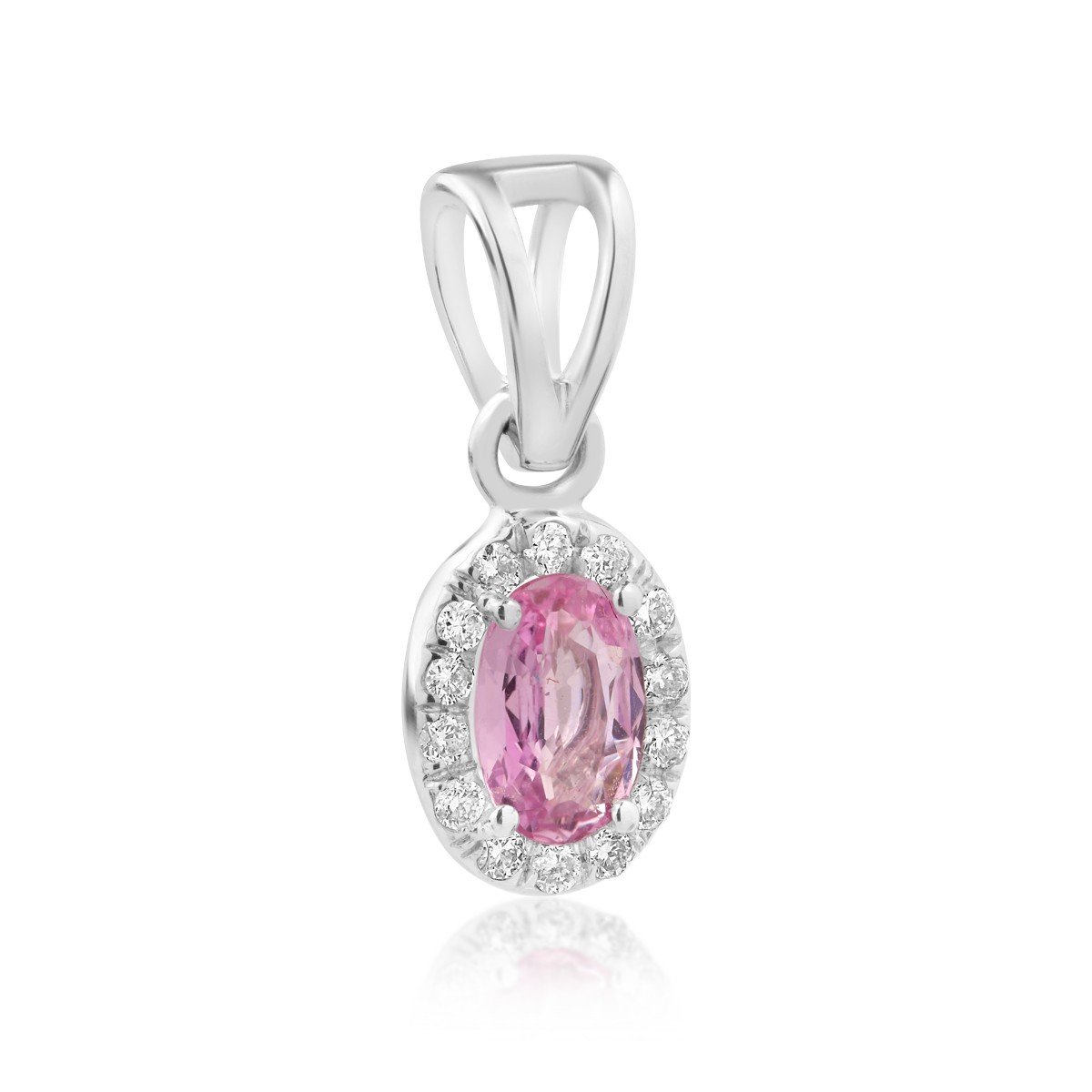 14K white gold pendant with 0.46ct pink sapphire and 0.09ct diamonds
