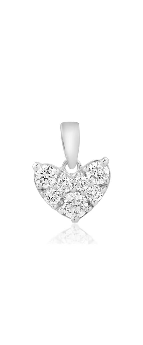 Висулка сърце от бяло злато 18К с диаманти 0.5гкт