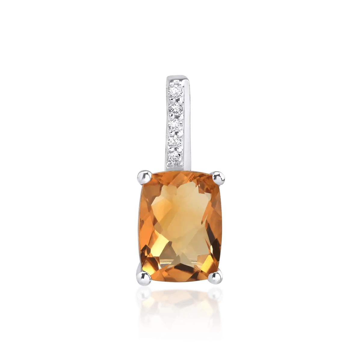 14K white gold pendant with 1.22ct citrine and 0.028ct diamonds