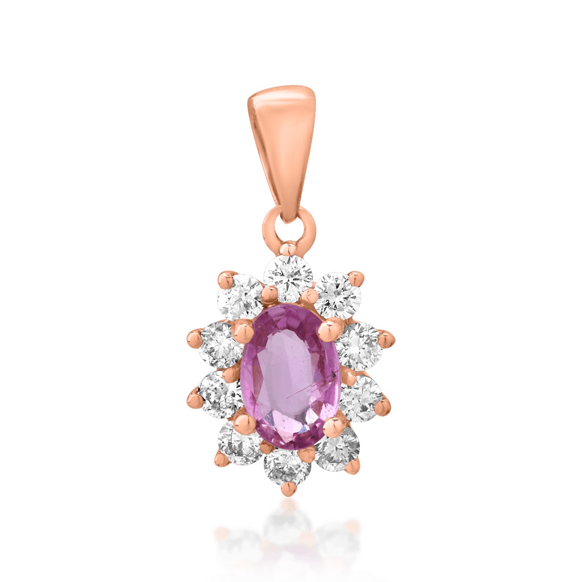18K rose gold pendant with 0.54ct pink sapphire and 0.31ct diamonds