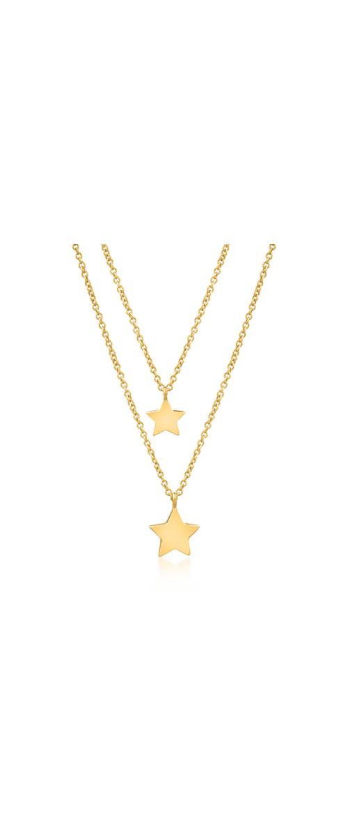 14K yellow gold stars pendants necklace